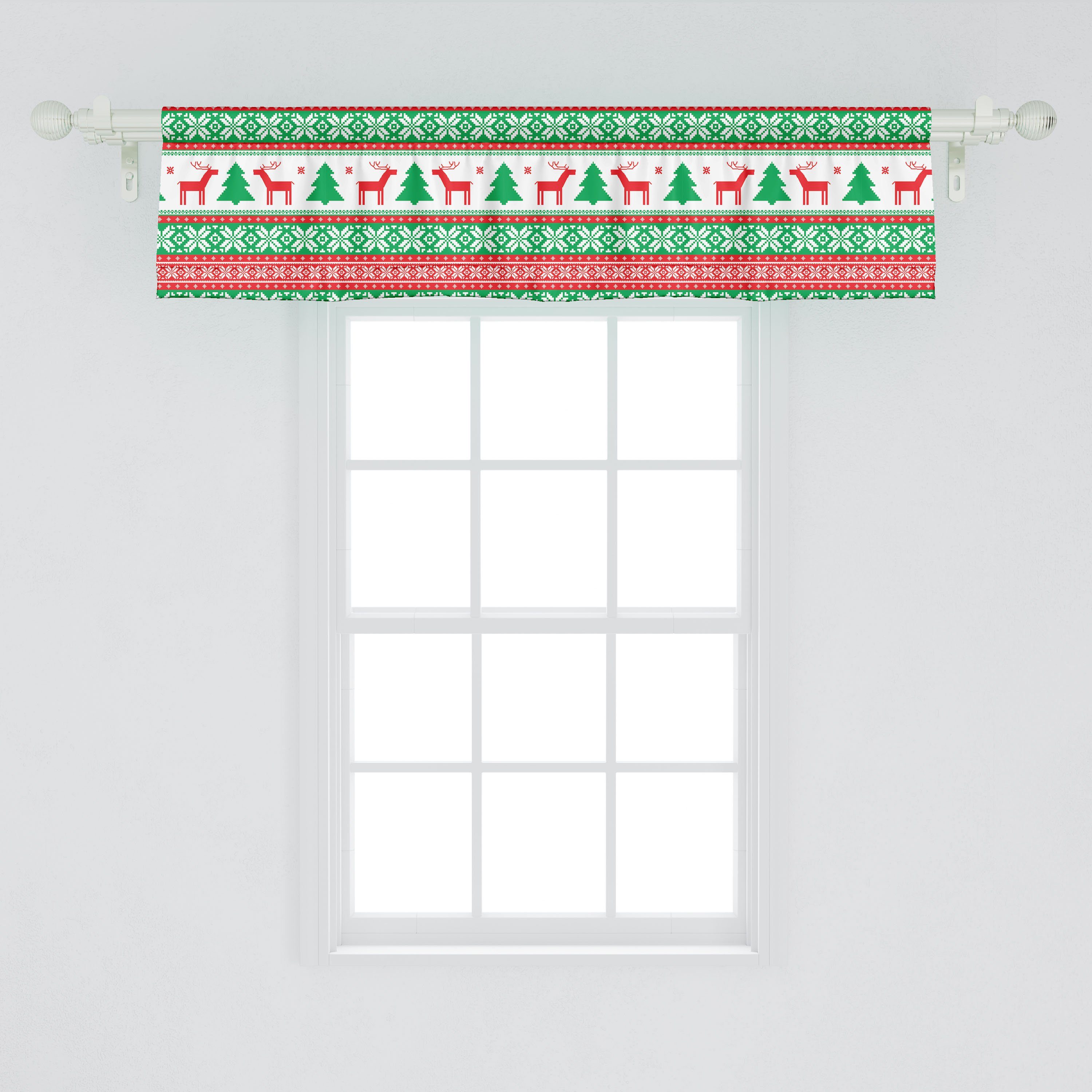 Dekor Scheibengardine Stangentasche, Deer Microfaser, mit für Schlafzimmer Volant Küche Ferienzeit Weihnachten Vorhang Abakuhaus,