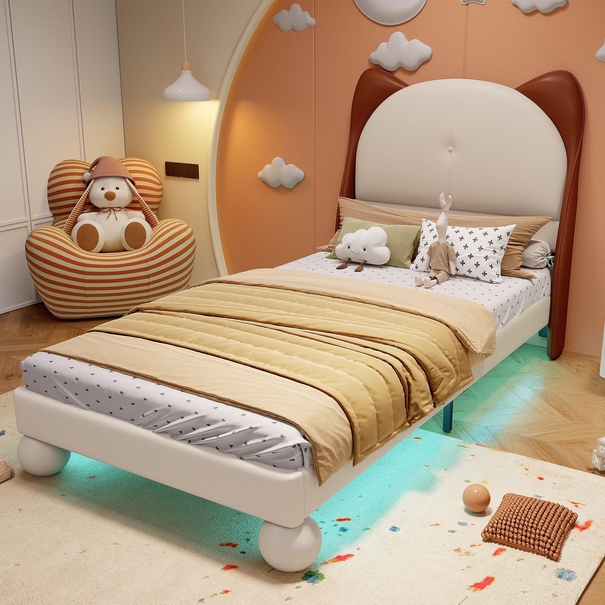 Flieks Polsterbett, Led Kinderbett Einzelbett 90x200cm günstig online kaufen