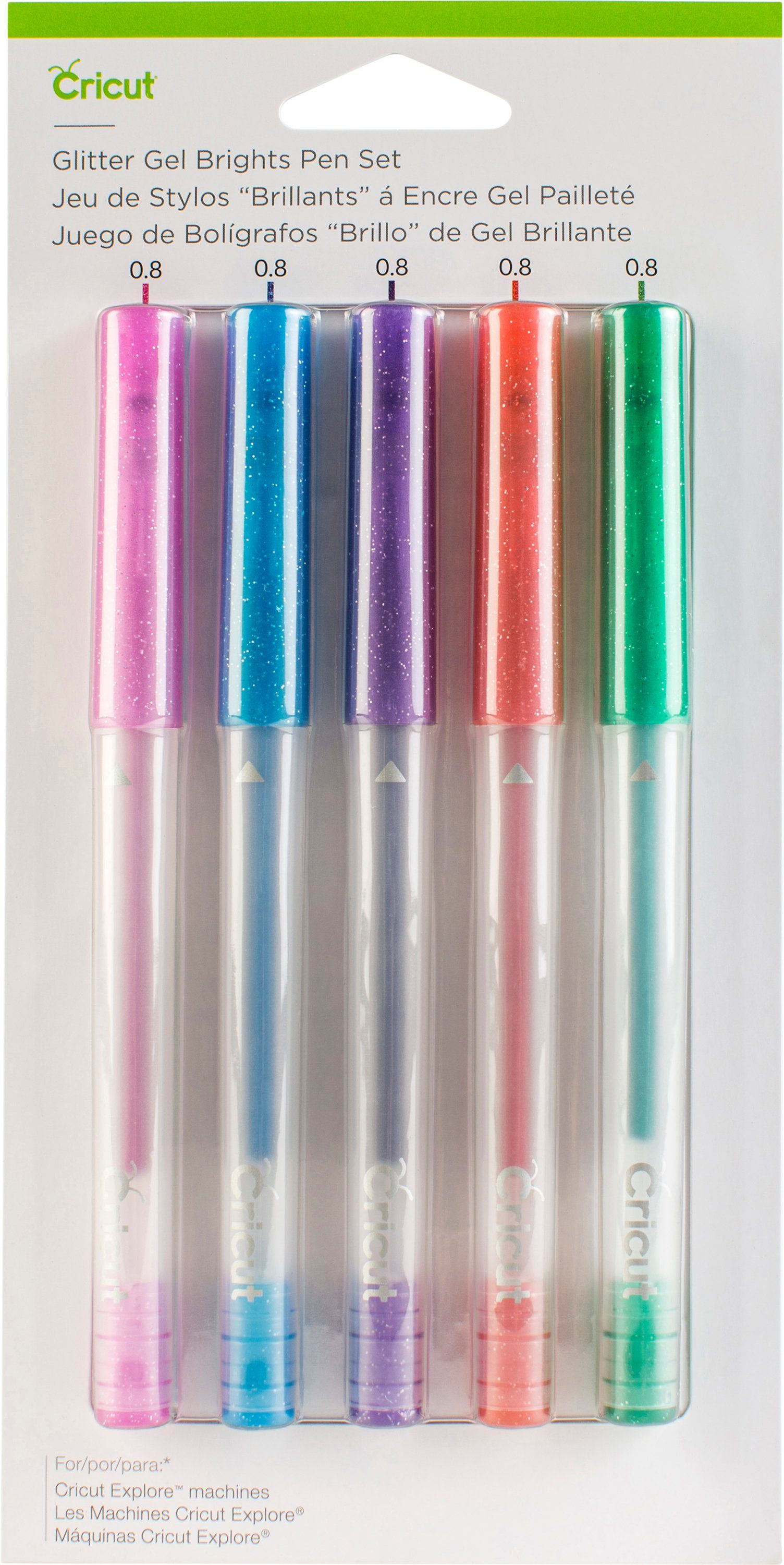 Cricut Malstift Stifte Point Gel Pen Medium Glitter, 0,8 mm 5er-Set