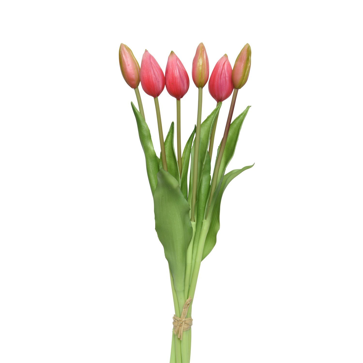 Kunsttulpe Tulpenbund 6 Blüten Tulpen Kunstblumen Dekoblumen H: 40cm rosa, MARELIDA, Höhe 40 cm
