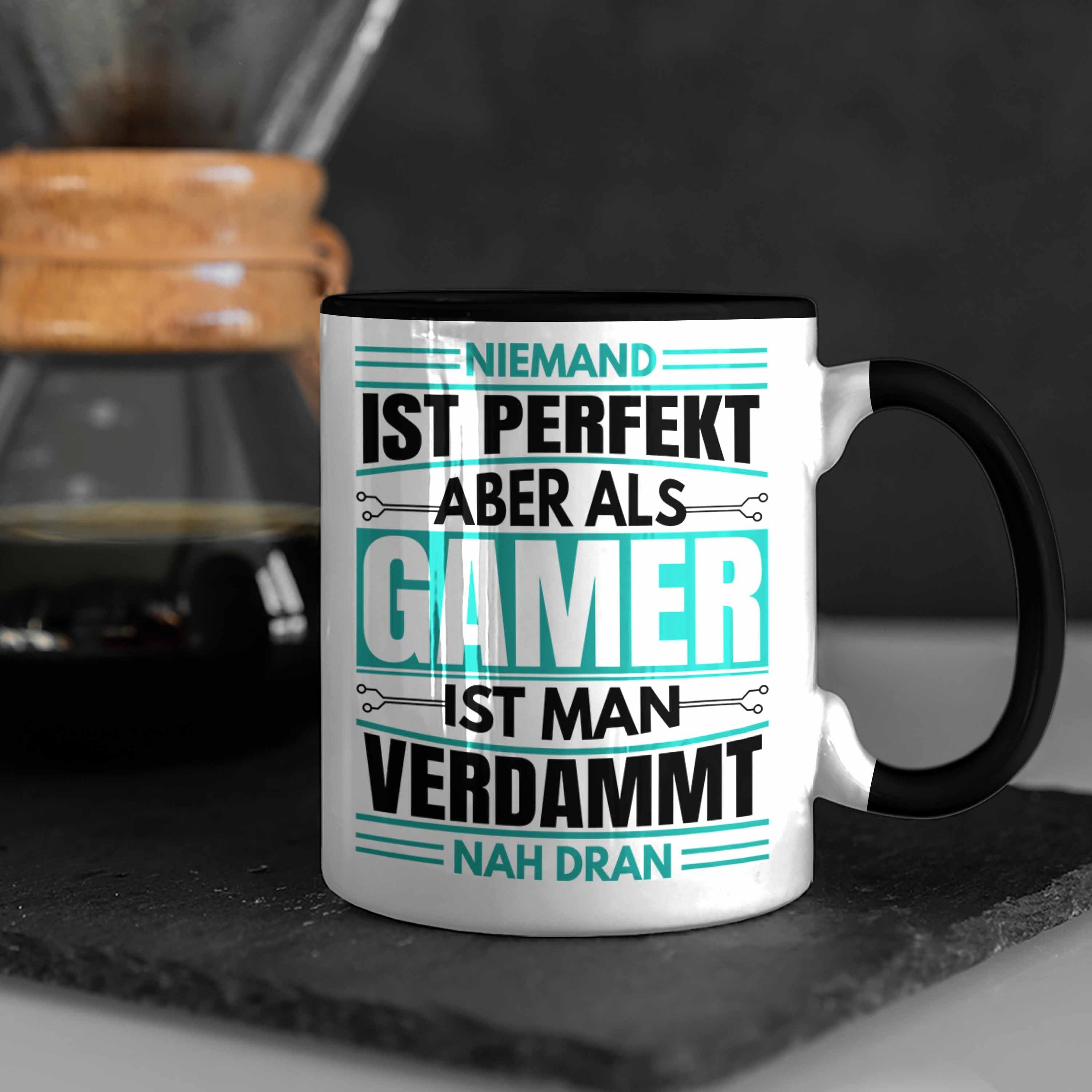 Trendation Zocker für Perfekt Niemand - Gamer Geschenk Tasse Ist Jungs Geschenkidee Schwarz Trendation Tasse