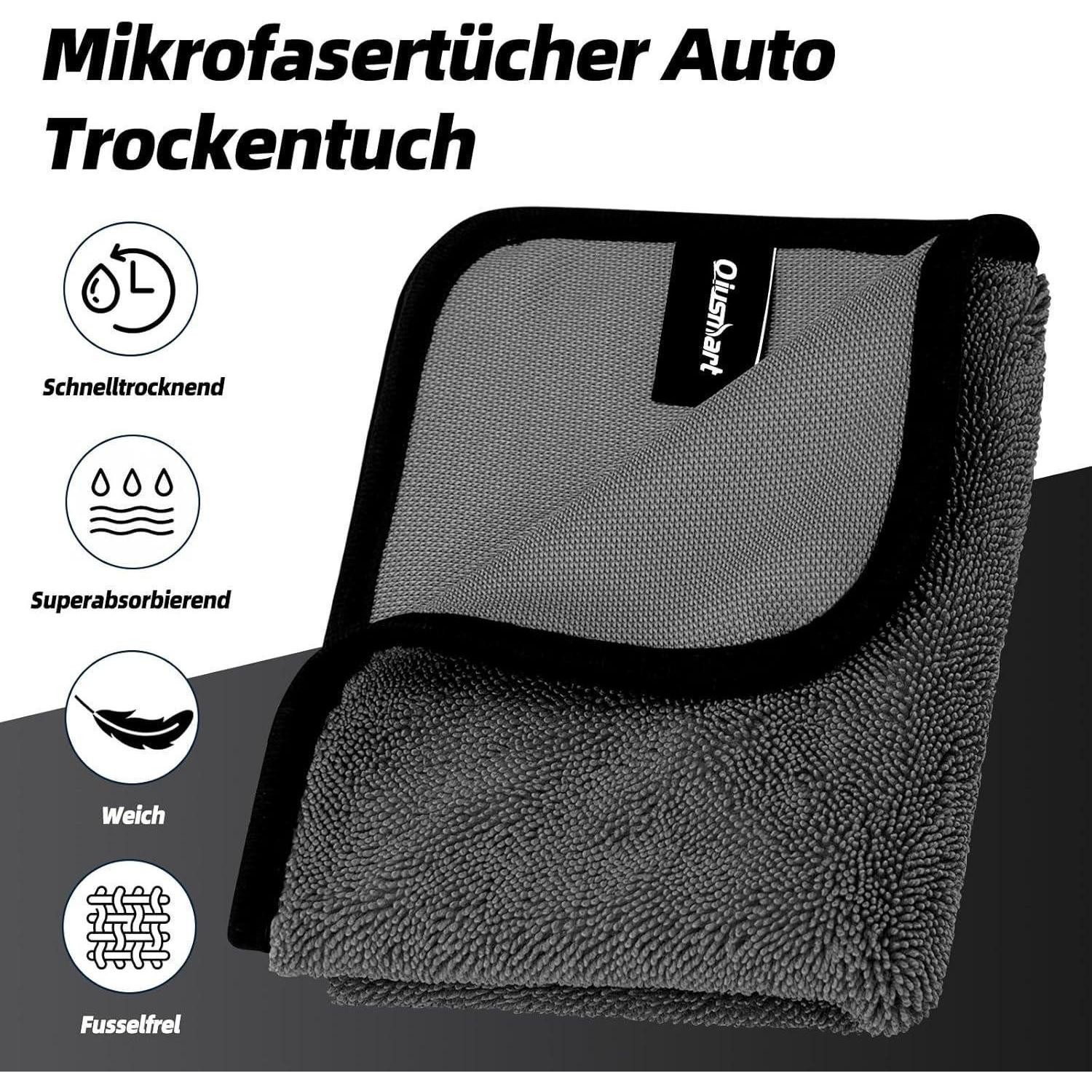 LuxusKollektion Mikrofasertücher Trockentuch 3er Set Autotuch 40x60cm Grau Mikrofasertuch (Textil, 40x60 cm, 3-tlg) – Bild 2 von 5