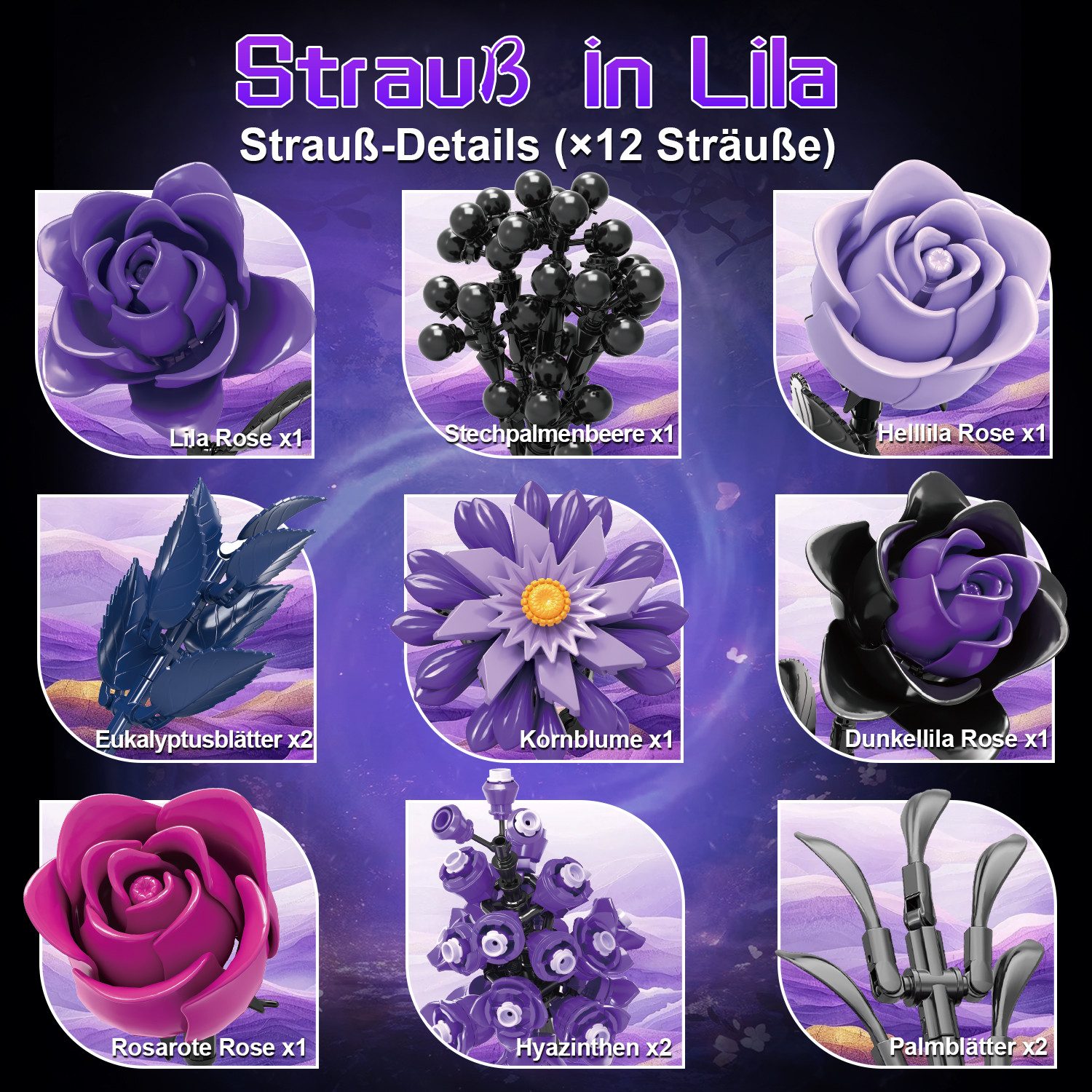 Esun Blumen Rosen für Erwachsene mädchen Spielzeug Flowers Bausteinen Spielbausteine, (SET, 822 St., Komplettset), Geschenk fürFrauen Home Deko für Geburtstag 822St.