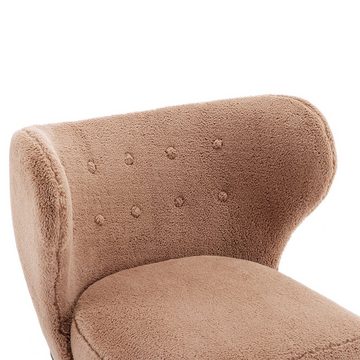 Ulife Sessel Relaxsessel Einzelsessel Polstersessel Teddy-Samtstuhl, mit hoher Rückenlehne und Holzbeinen