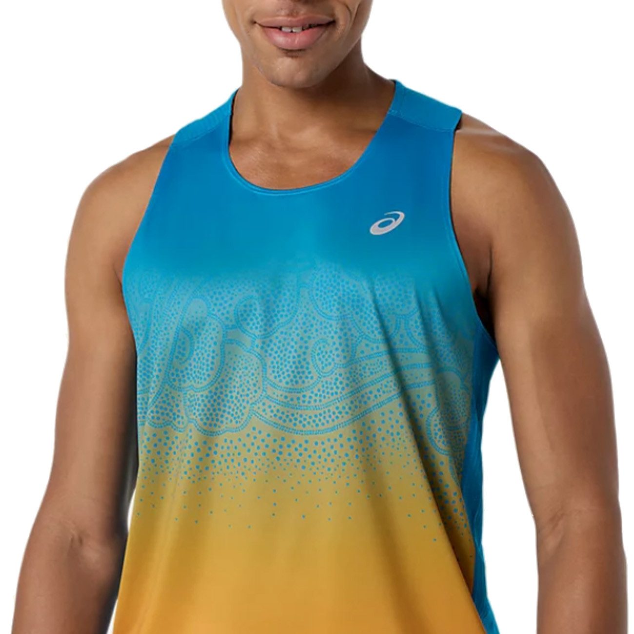 Asics Laufshirt Asics Road Fade Singlet Herren Aegean Blue Yamabuki
