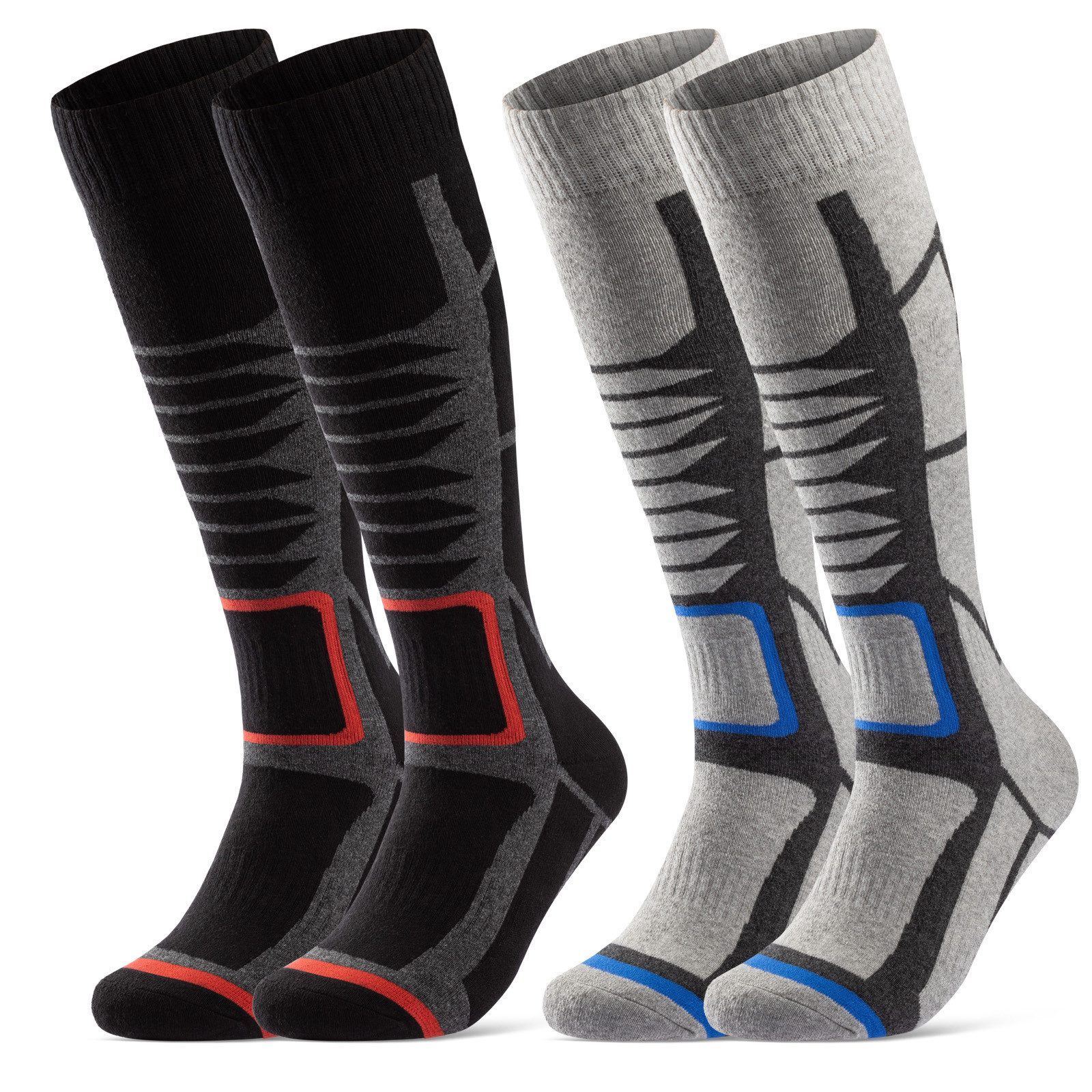 sockenkauf24 Skisocken 2 Paar Ski Strümpfe Herren & Damen Ski Носки lang Atmungsaktiv