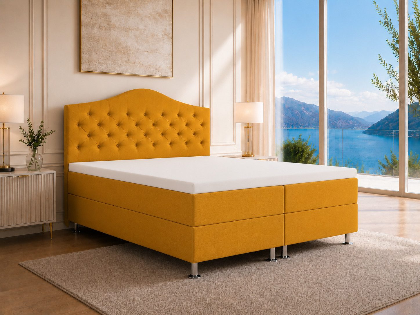 Best for Home Boxspringbett Glamour mit 7-Zonen Bonell & 7 cm T-30 Topper – Komfortbett (Komplettset, 4-St., Boxspringbett mit 7-Zonen-Bonellfederkernmatratze & 7 cm Topper), Boxspringbett mit Bettkasten, Topper T-30
