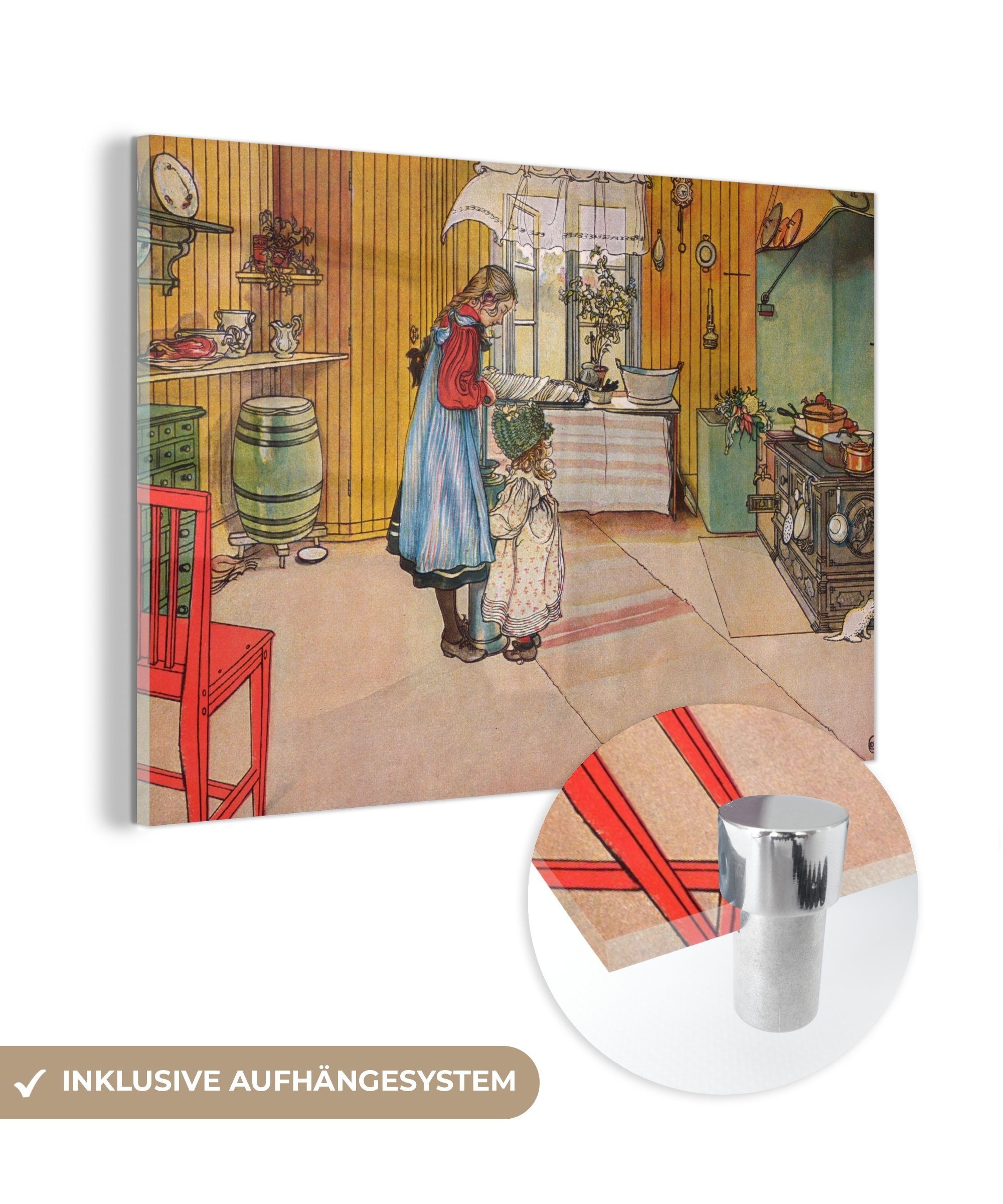 MuchoWow Acrylglasbild Die Küche eines Hauses - Carl Larsson, (1 St), Acrylglasbilder Wohnzimmer & Schlafzimmer