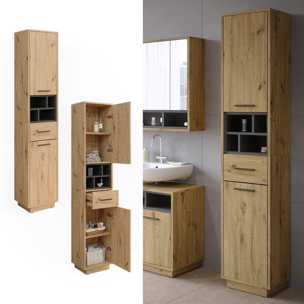 Vicco Hochschrank Beatrice, Artisan Eiche/Anthrazit/Anthrazit, 38 günstig online kaufen