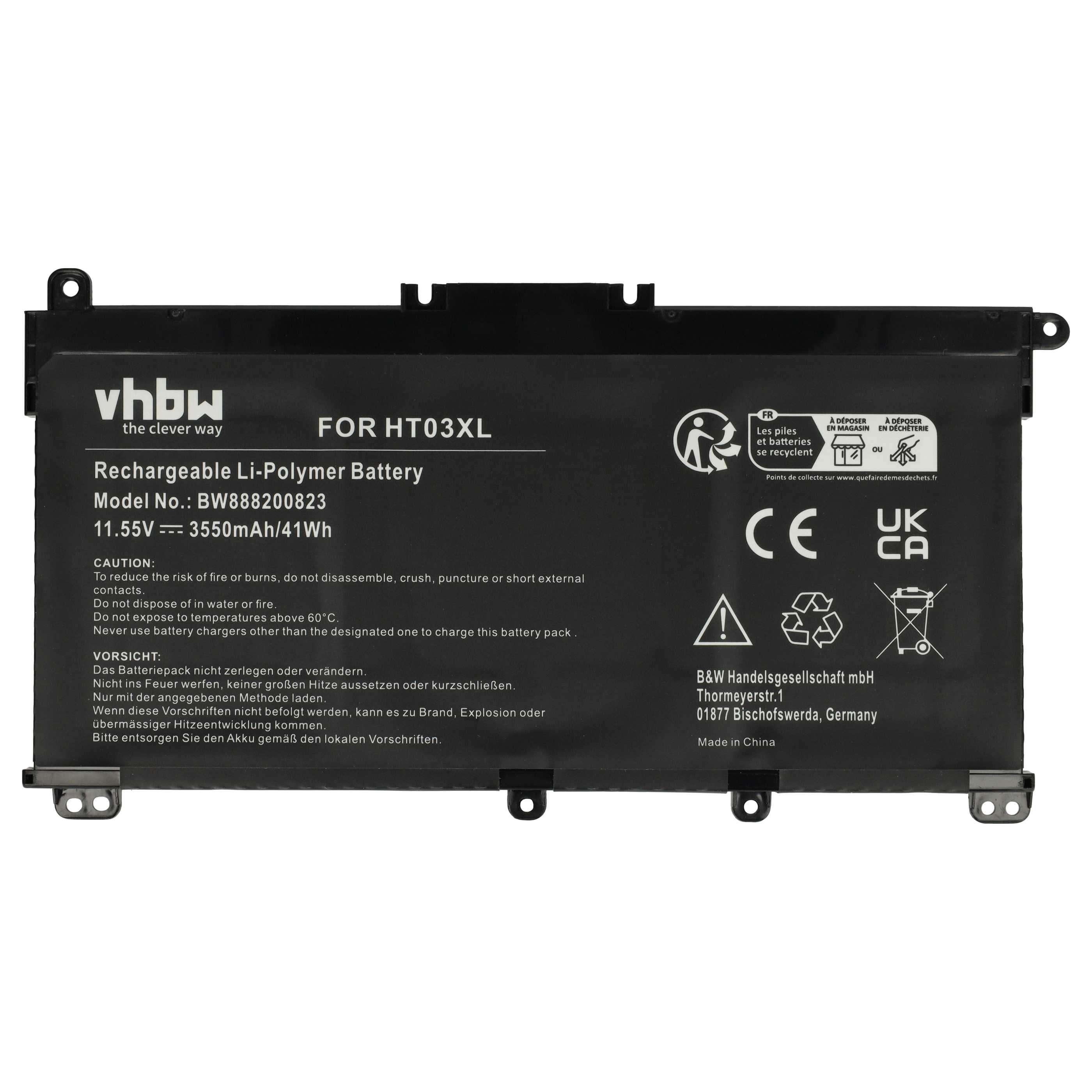 vhbw Ersatz für HP HT03XL, L11119-855, HT03041XL, L11421-1C1, L11119-857, L Laptop-Akku Akku Li-Polymer 3550 mAh (11,55 V, 1 St), Leistungsfähiger Austausch-Akk – Bild 3 von 5
