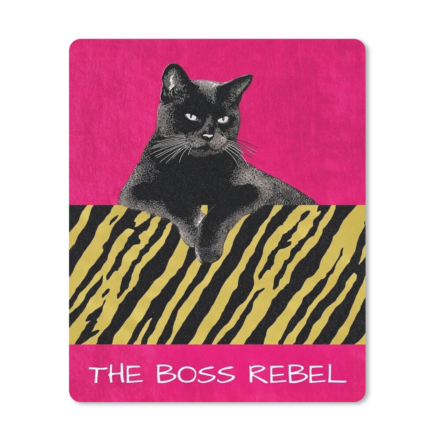 MuchoWow Mauspad Katze - Boss - Rosa - Tigerdruck (1-St), Büro für Tastatur und Maus, Mousepad Gaming, Desk Mat, 30x40 cm