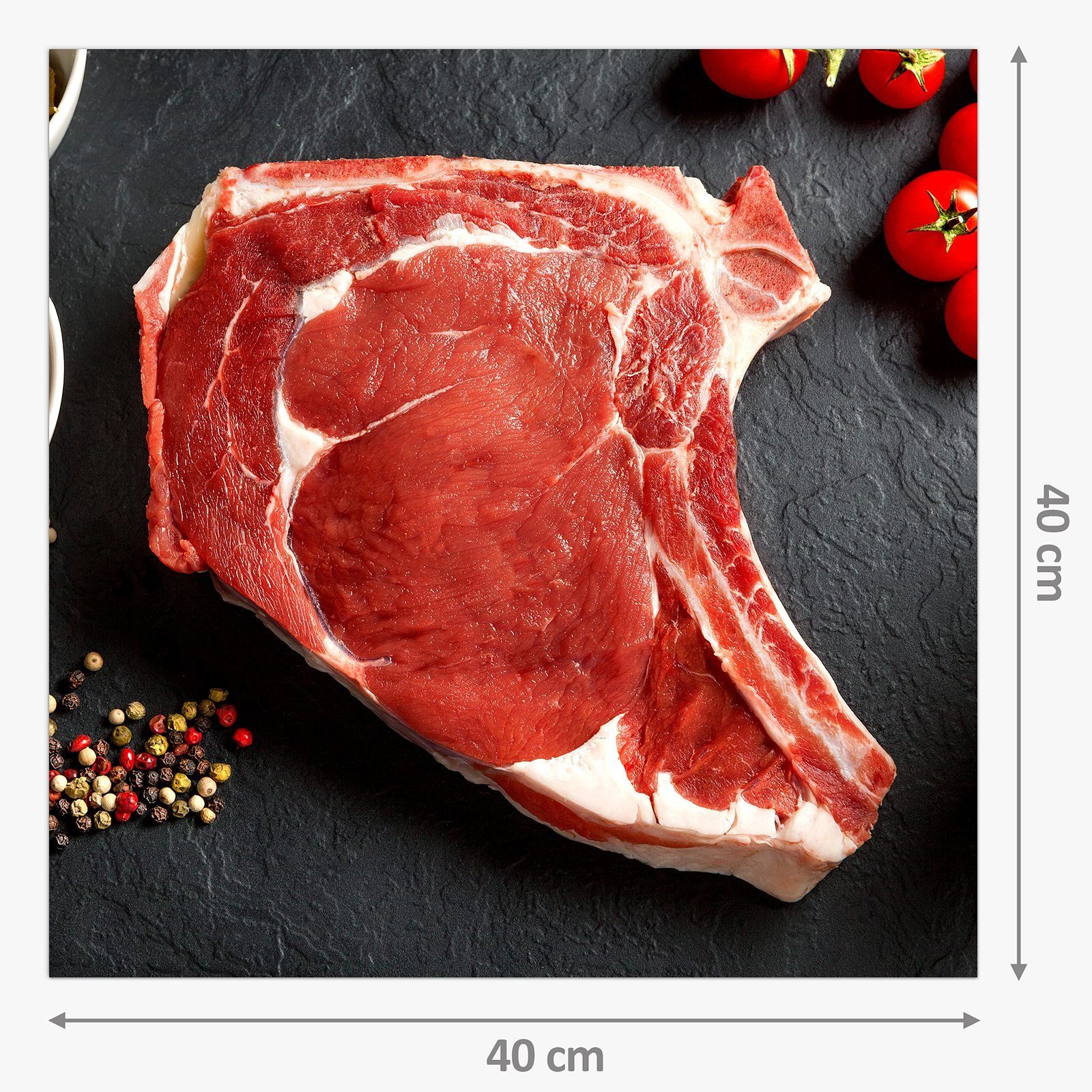 Spritzschutz Steak Rohes mit Glas Primedeco Motiv Küchenrückwand Küchenrückwand