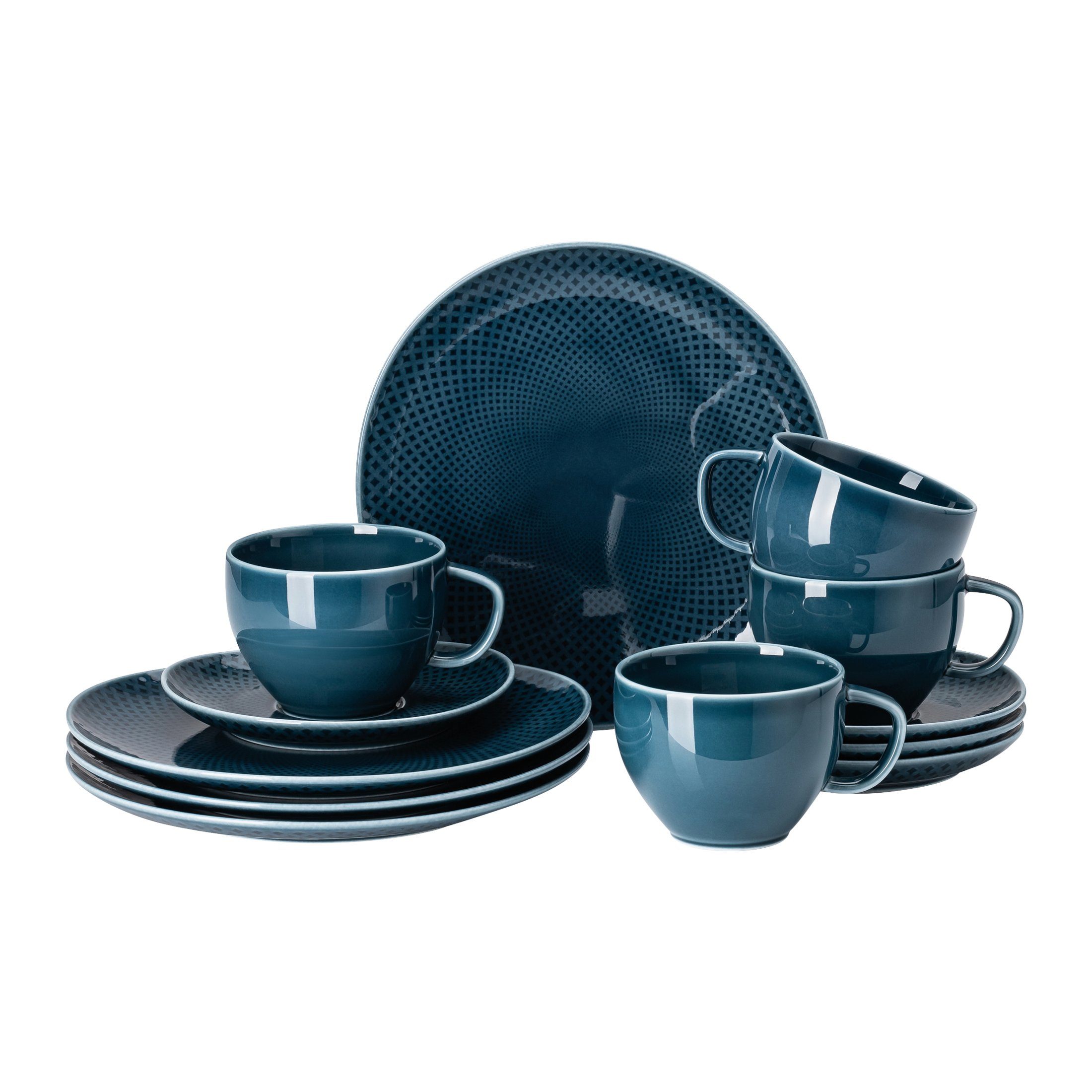 Rosenthal Geschirr-Set Rosenthal Kombi Set 12 tlg. Junto Ocean Blue, Essgeschirr, Essservice