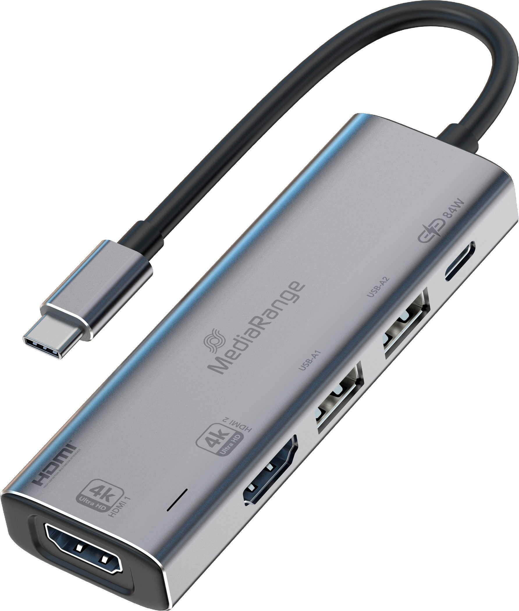 USB TYP C Hub Multiport 5in1 2x USB, 2x HDMI USB TYP C Power Delivery USB-Ladegerät
