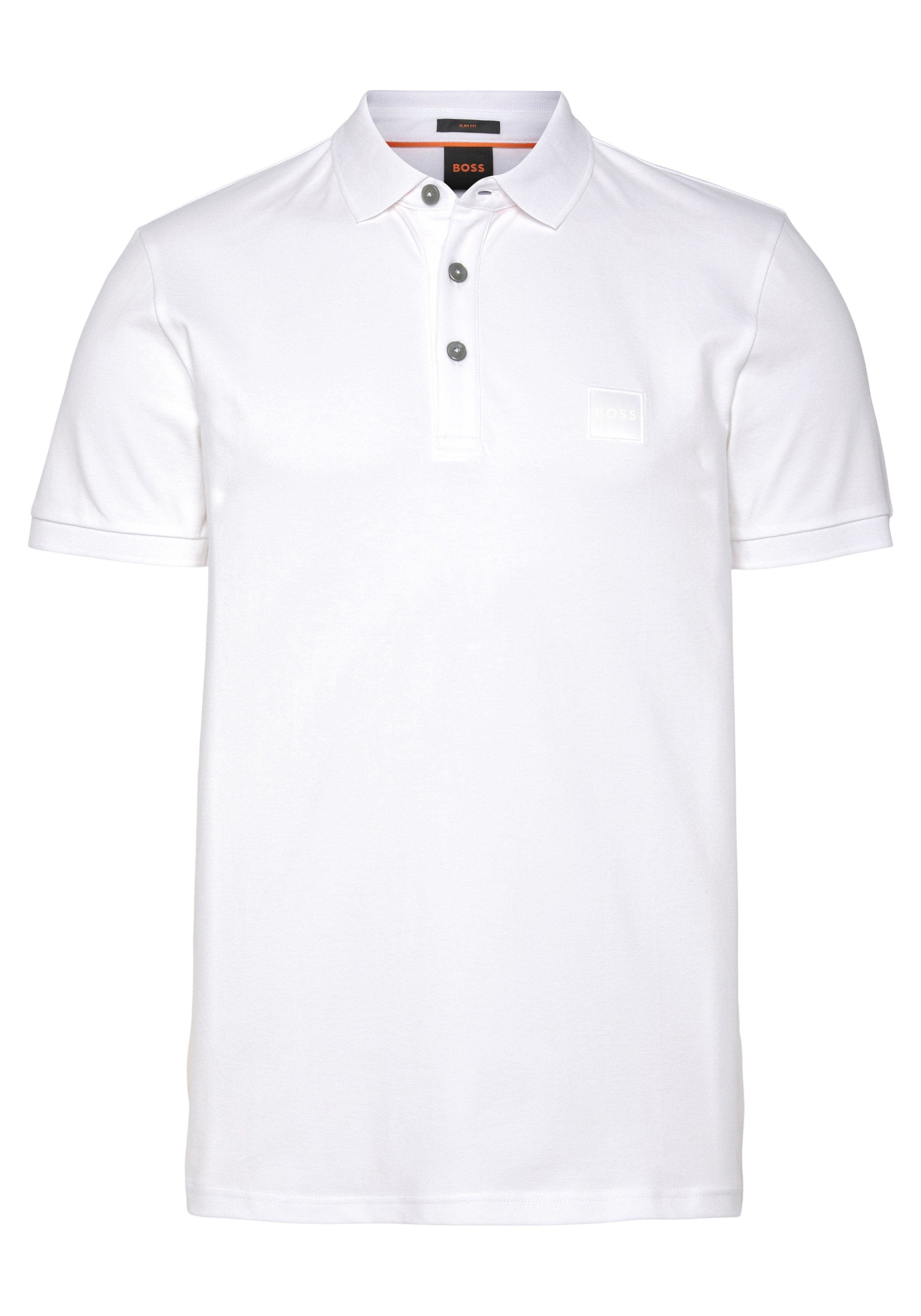 BOSS ORANGE Poloshirt Logo-Patch mit Passenger weiß BOSS von dezentem
