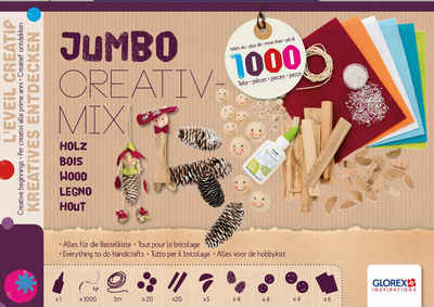 Glorex Kreativset Jumbo Creativ-Mix Naturholz, (1000-tlg), über 1.000 Teile