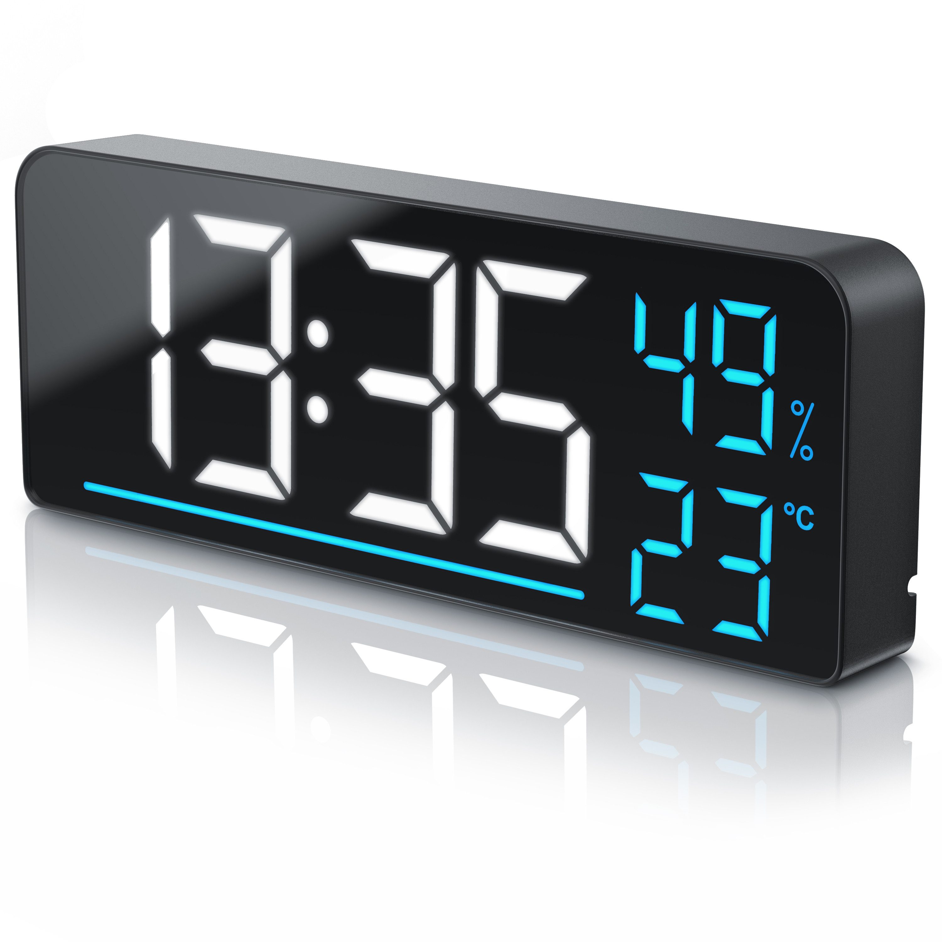 Wecker Digitaler LED Wecker 9,5 Zoll mit 2 Alarmzeiten, Timer & Sensor