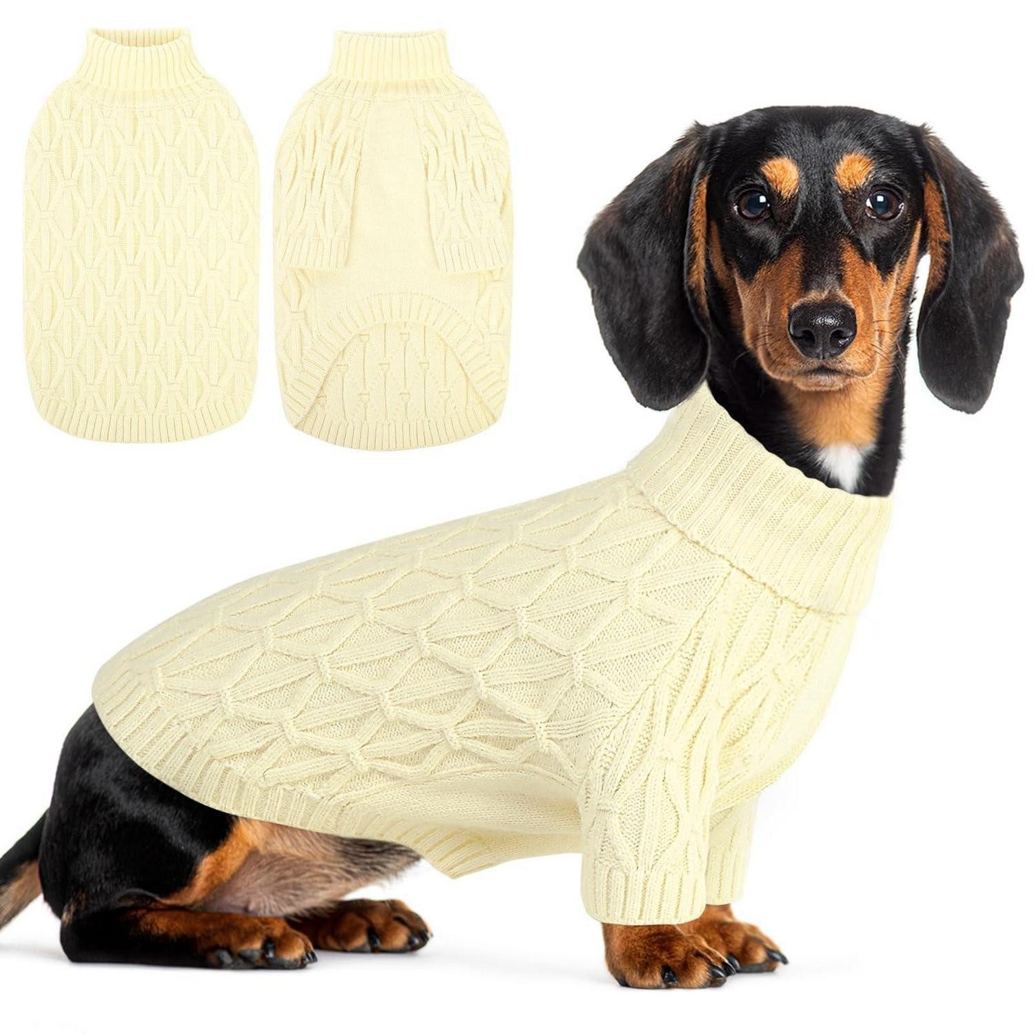 LuxusKollektion Tierpullover Hundepullover Beige XS warm & weich