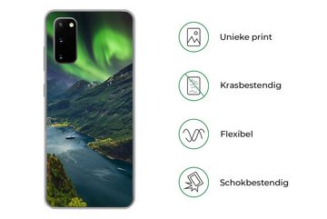MuchoWow Handyhülle Nordlichter - Berg - Boot - Norwegen, Phone Case, Handyhülle Samsung Galaxy S20, Silikon, Schutzhülle