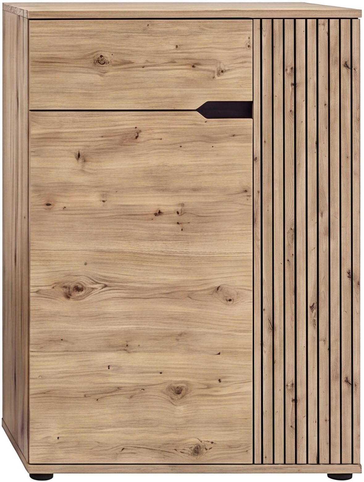 OTTO home Schuhkommode FJELL, Breite 80cm, 2 Türen, 1 Schubkasten, 3 Einlegeböden, 5 Fächer (hochwertig verarbeitete Längsfräsung, praktische Griffaussparung), Garderobenschrank, Schuhschrank, Kommode, Sideboard, Anrichte