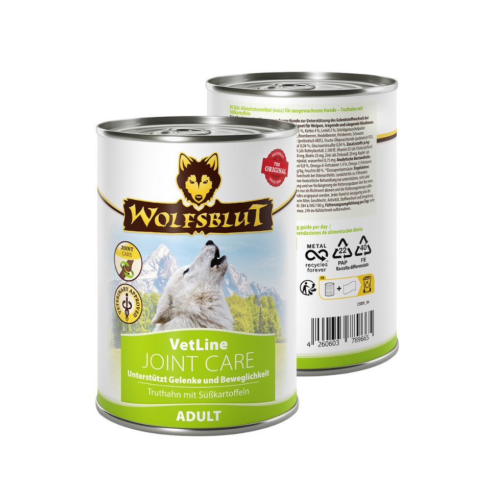 Wolfsblut Vetline Joint Care - Nassfutter Unterstützt bei Gelenkerkrankungen 6x395g, Nassfutter für: Hunde