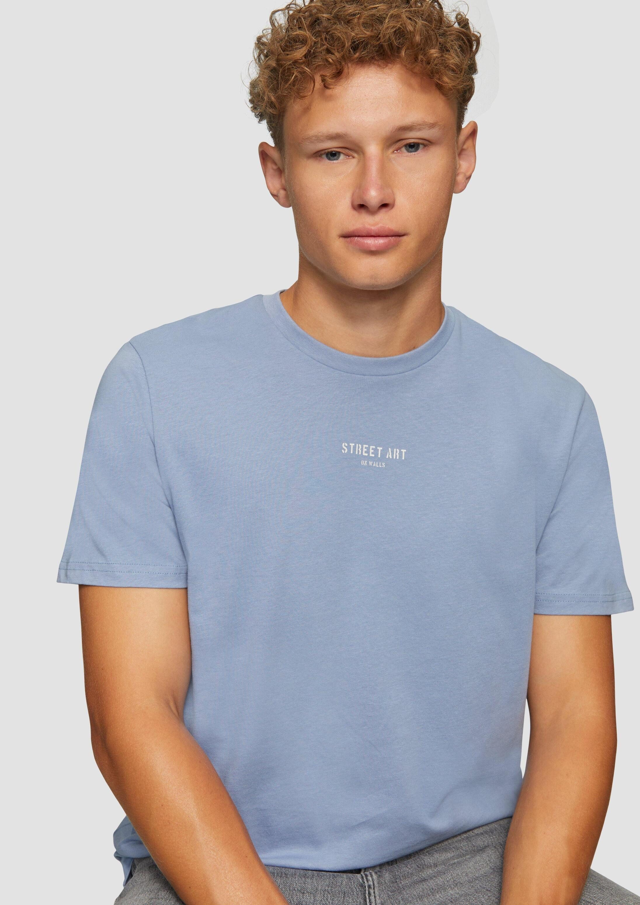 QS Kurzarmshirt T-Shirt T-Shirt mit Front- und Rückenprint