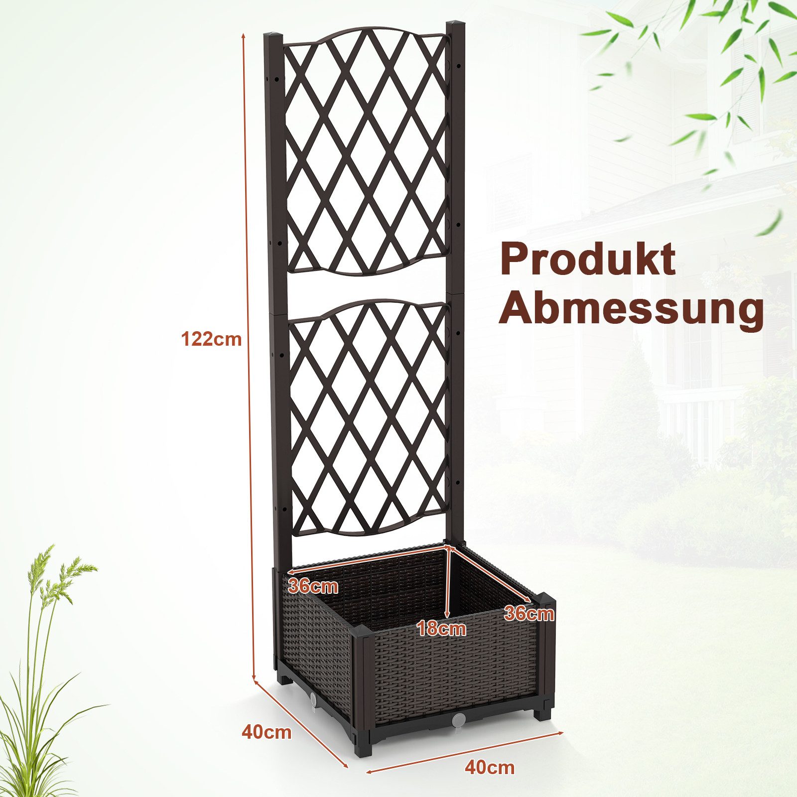 COSTWAY Blumenkasten, mit Rankgitter, Hochbeet mit günstig online kaufen