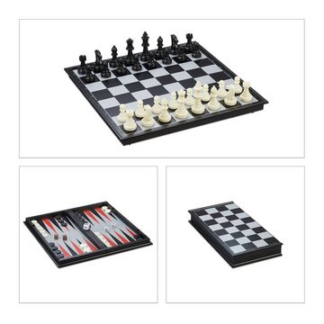 relaxdays Spiel, 3-in-1 Schachspiel magnetisch