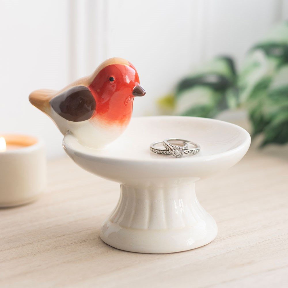 Something Different Dekoschale Nostalgische Keramik Schmuckschale mit Vogel Robin