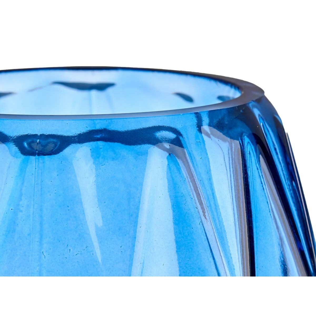 6 Glas Decor Dekovase Schnitzerei Rhombusse 19 Vase Stück x x 13,5 Blau Gift cm 13,5