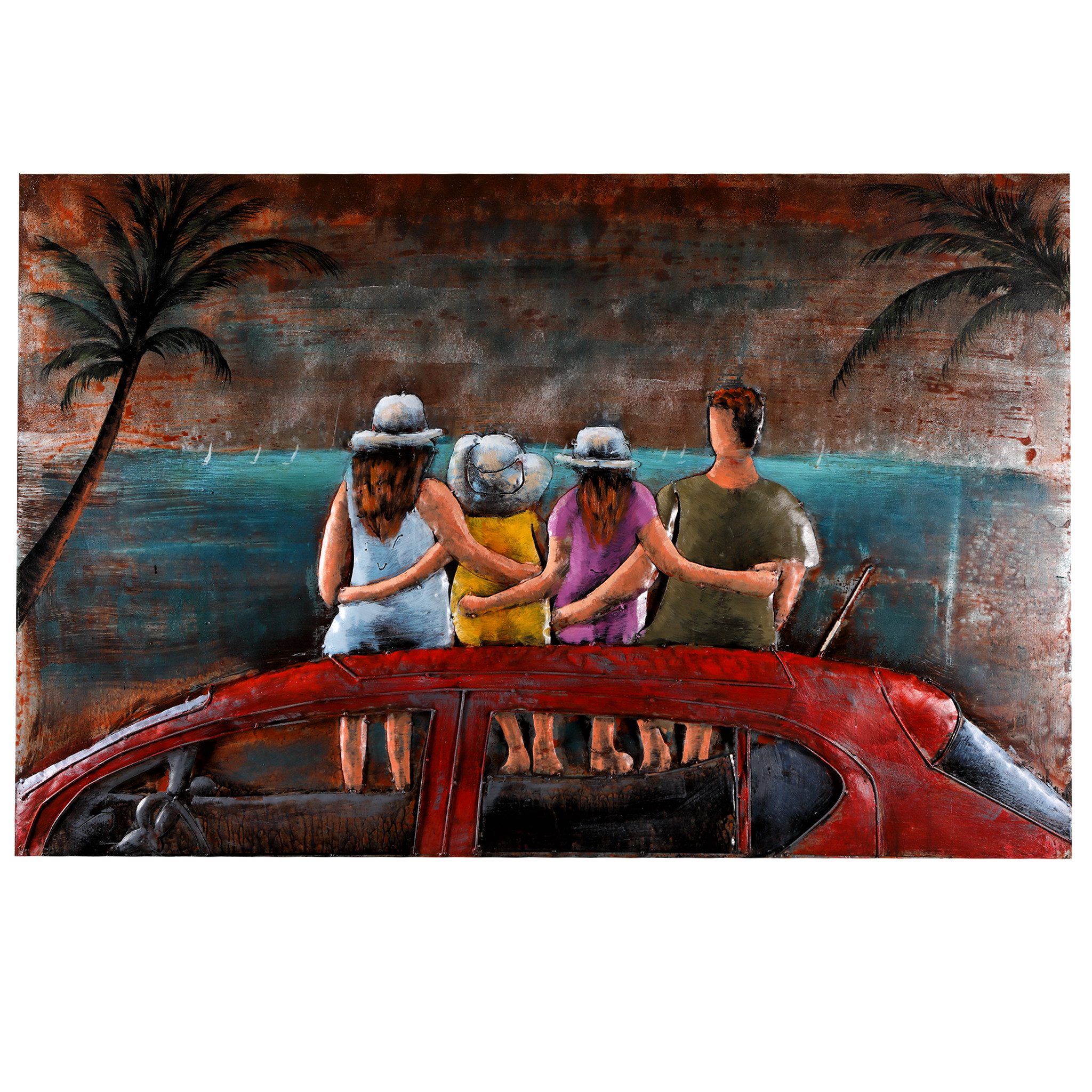 Metallbild Wandbild Relief Unikat 3D Bild "Family" handgefertigt