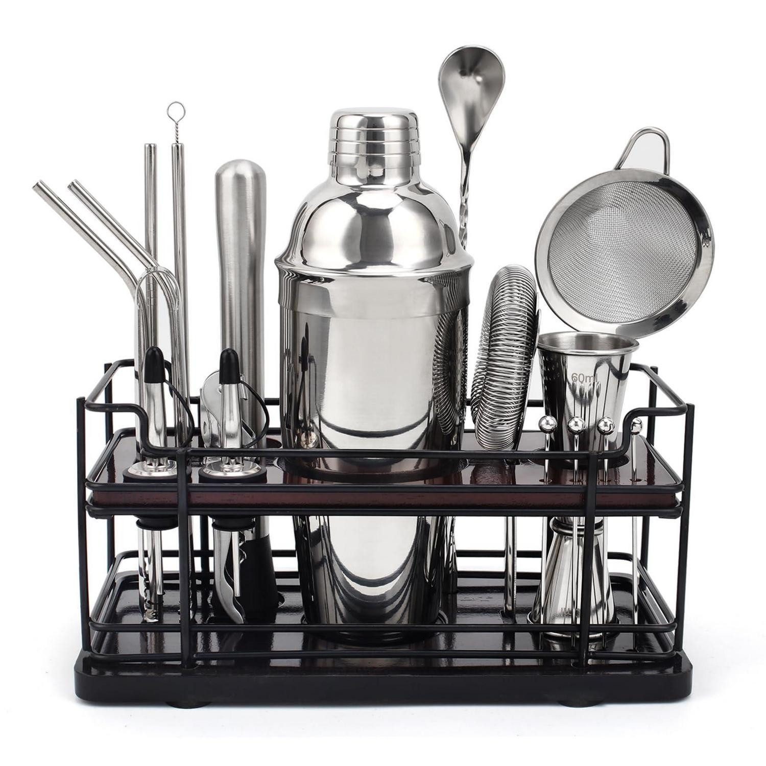 LuxusKollektion Cocktail-Set 20tlg Cocktail Shaker Set 750ml Edelstahl