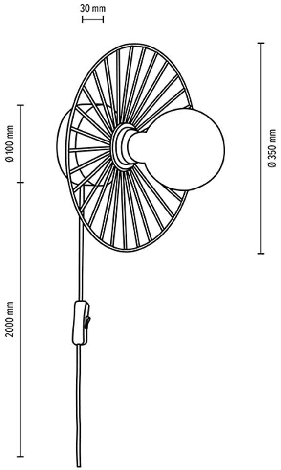 aus Eichenholz wechselbar, Dekorative ohne Elementen Leuchtmittel Leuchtmittel, Wandleuchte aus BRITOP Metall Antonella, LIGHTING mit Leuchte