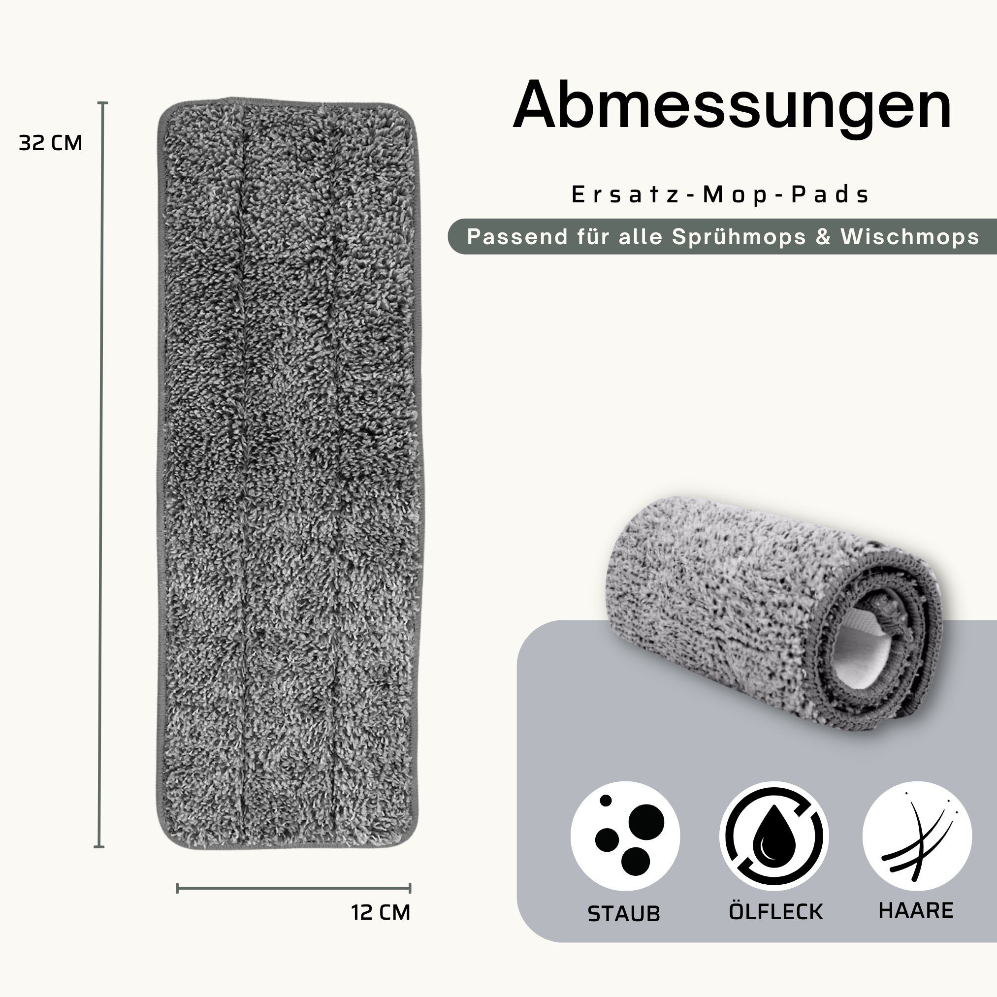 Starlyf Autoclean Mop Ersatzmatten Wischbezug (Polyester, 32x12 cm, Spar-Set, 2-tlg., 2er oder 4er Pack, Ersatzpads, Microfaser Wischmop Matten - selbstreinigendes Wischsystem)