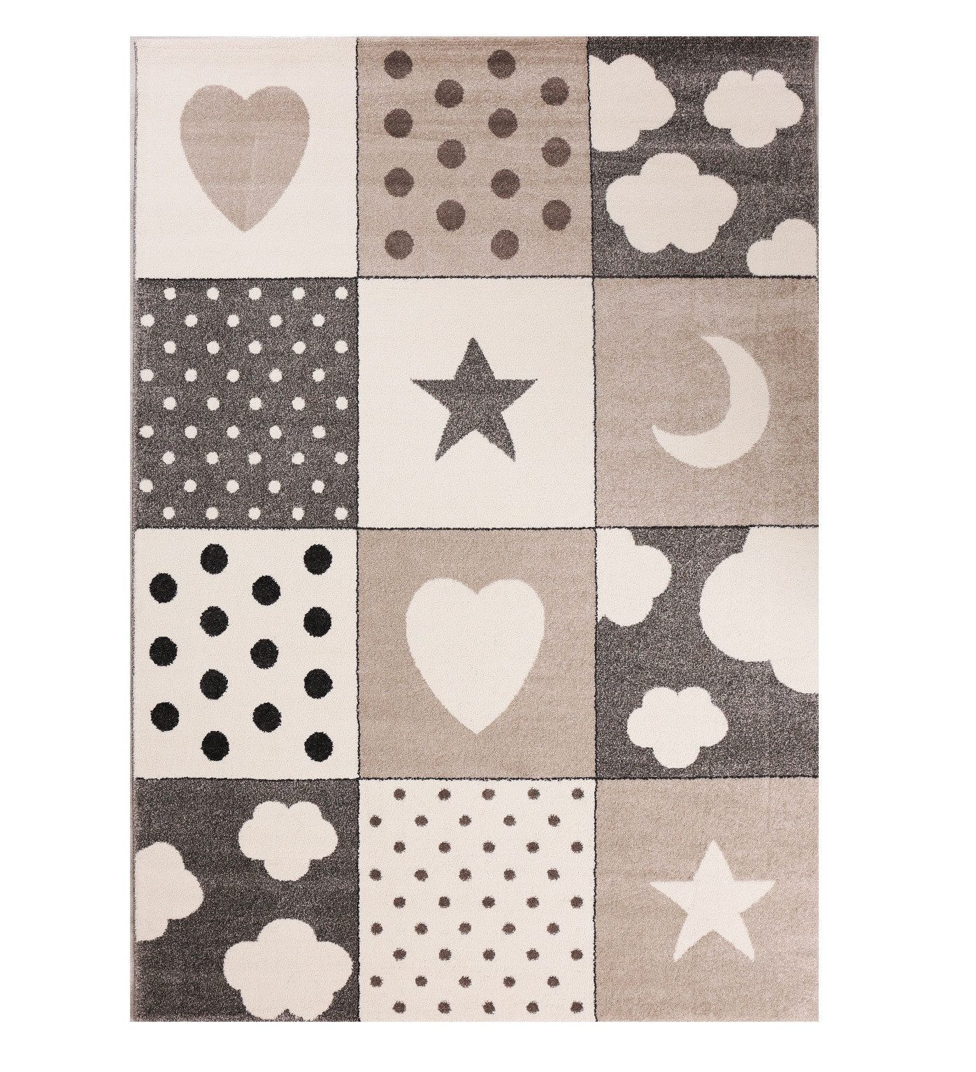 Vimoda Kinderteppich Bino, Herz, Stern & Wolke, Rechteckig, Höhe: 12 mm, Lä günstig online kaufen