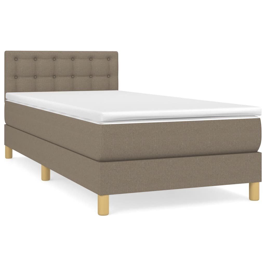 vidaXL Boxspringbett 90 x 200 cm Boxspringbett mit Matratze Taupe 90x200 cm Stoff Bett Bett
