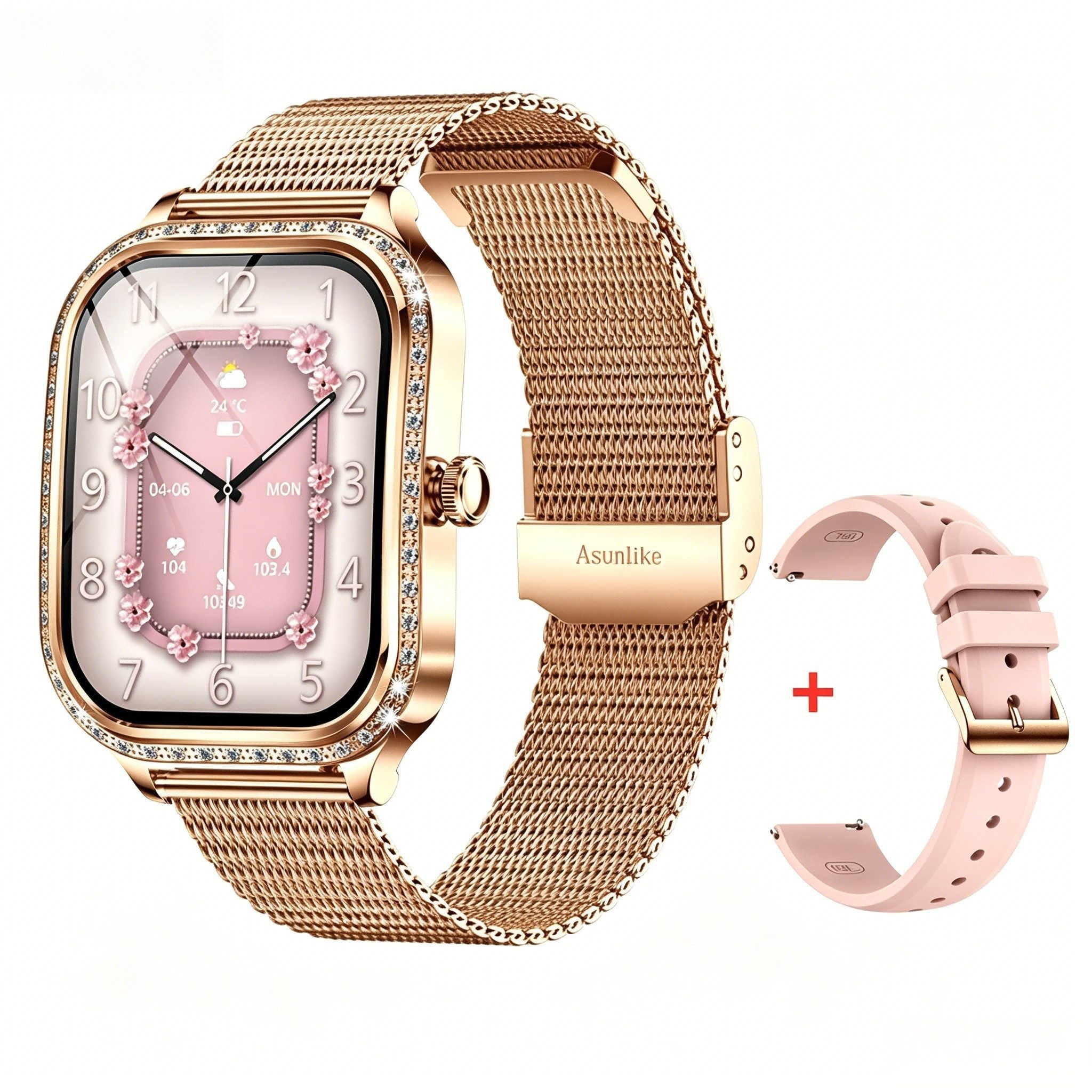 Toomoke Smartwatch Damen, Neueste Fitness Uhr mit Anruffunktion Smartwatch (4,45 cm/1,75-Zoll-TFT-LCD-Touchscreen Zoll) IP68 Wasserdicht,Uhren Watch für Android IOS, Fitnessuhr Tracker mit Pulsmesser Schrittzähler Schlafmonitor