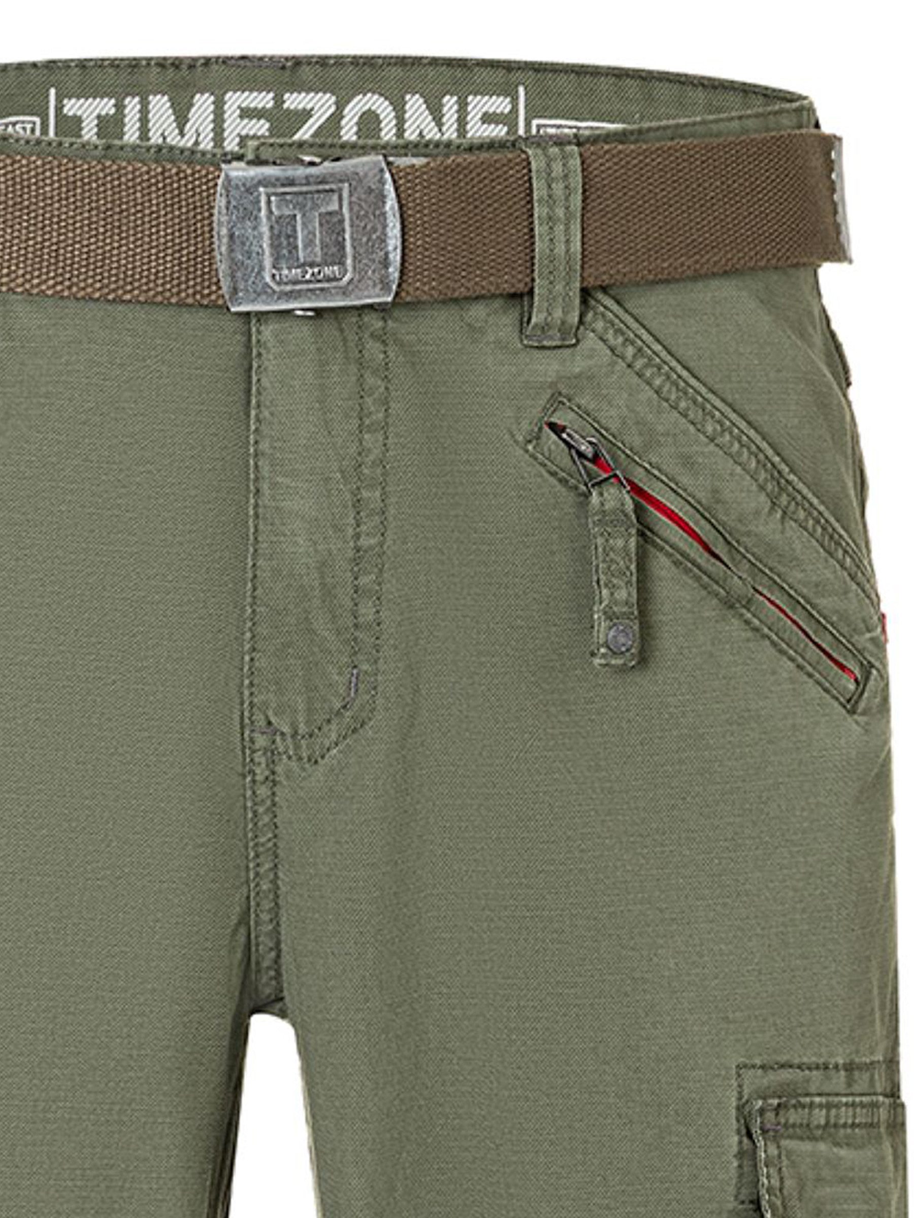 TIMEZONE Cargoshorts Loose Fit Cargo Gürtel Zip-Fly Beintaschen für Herren (1-tlg) Baumwolle Loose Fit 3-4 Ärmel Einfarbig atmungsaktiv