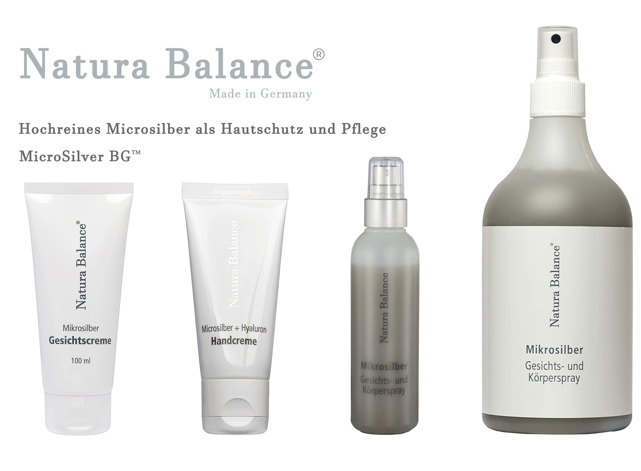 Natura Balance Handcreme 100ml Handcreme Microsilber + Hyaluron Microsilver Hyaluronsäure Creme, Handcreme mit hochreinem Mikrosilber