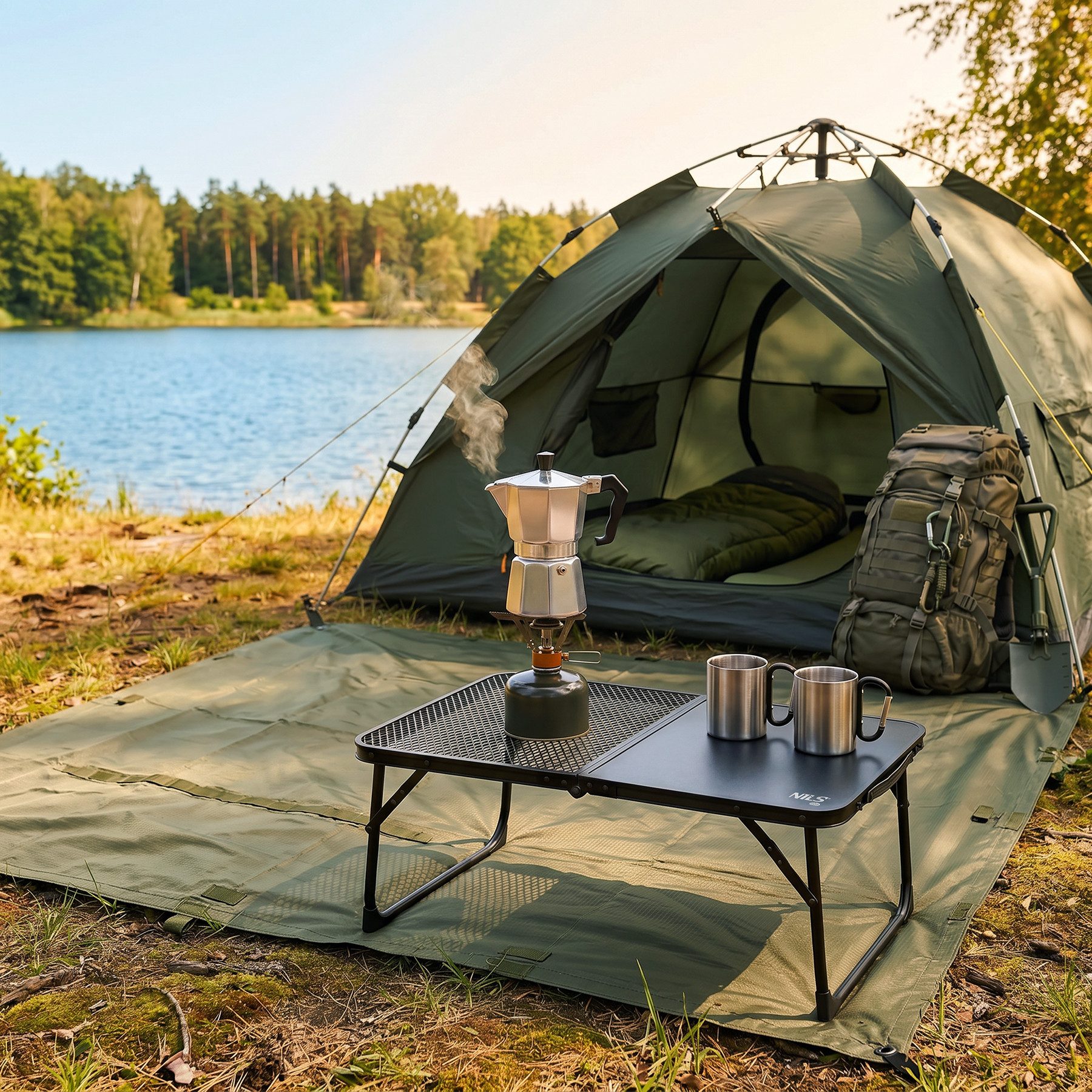 NILS CAMP Klapptisch Campingtisch Beistelltisch Falttisch (Spar-Set, 1-St., 60 x 40 x 25 cm leicht), faltbar, leicht, Tragegriff, Metallgitter