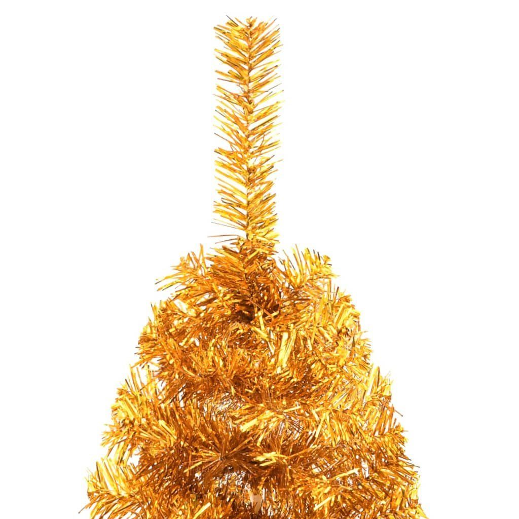 Weihnachtsbaum cm Ständer Gold Halb-Weihnachtsbaum PET Künstlicher vidaXL mit 120 Künstlicher