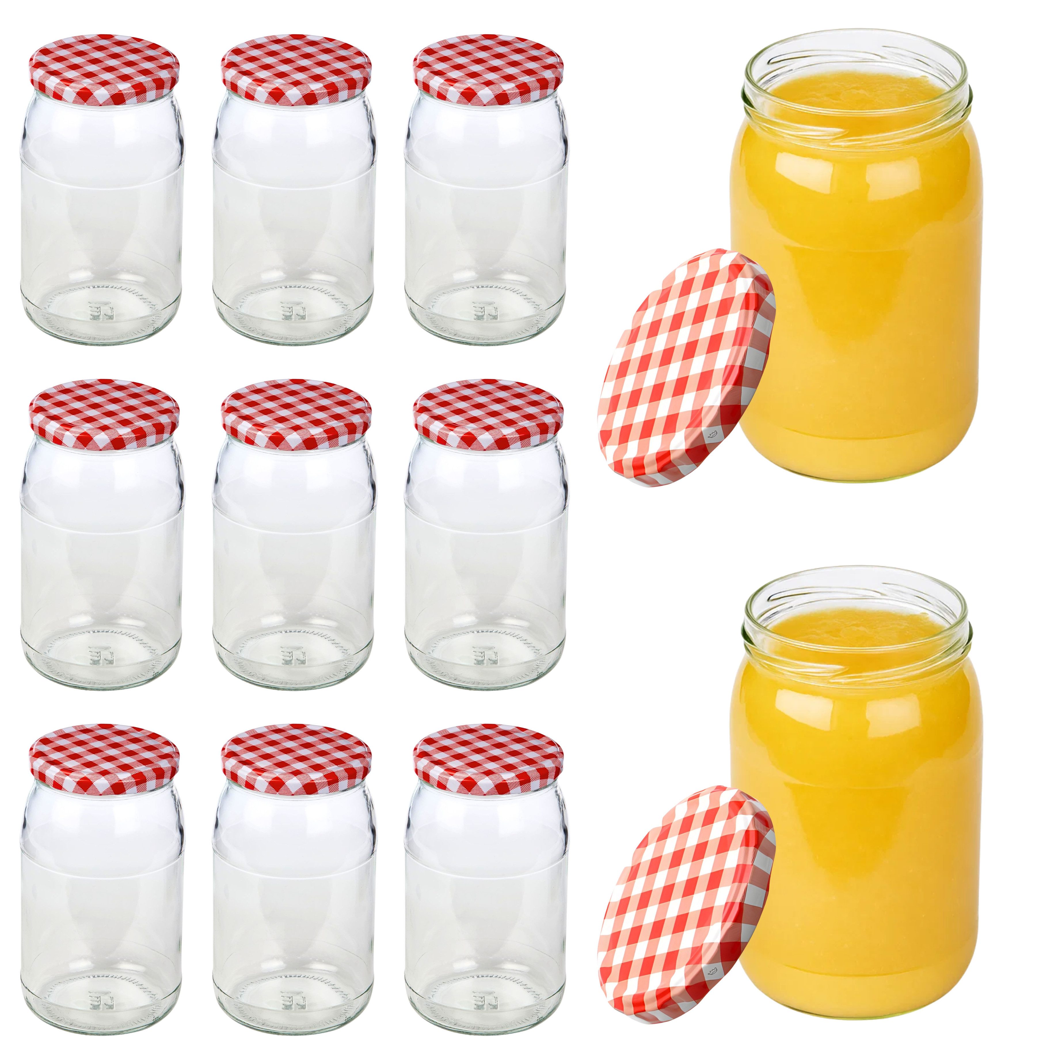 mikken Einmachglas 900 ml große Einmachgläser Einkochgläser Schraubgläser Vorratsgläser, (Set, 12-tlg., Spar-Set), luftdicht schließend, zum pasteurisieren geeignet
