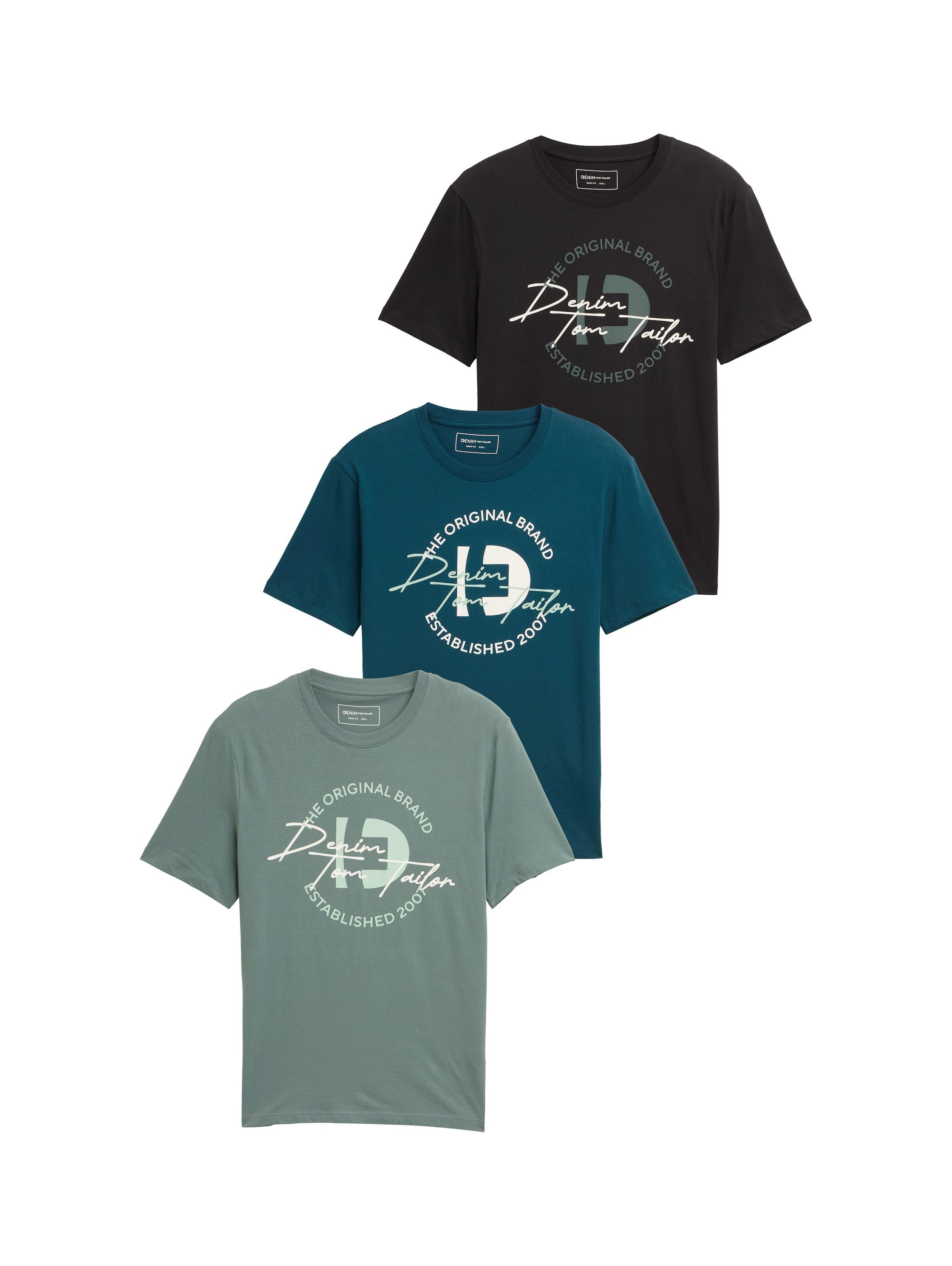 TOM TAILOR Denim T-Shirt (Packung, 3-tlg) mit Print günstig online kaufen