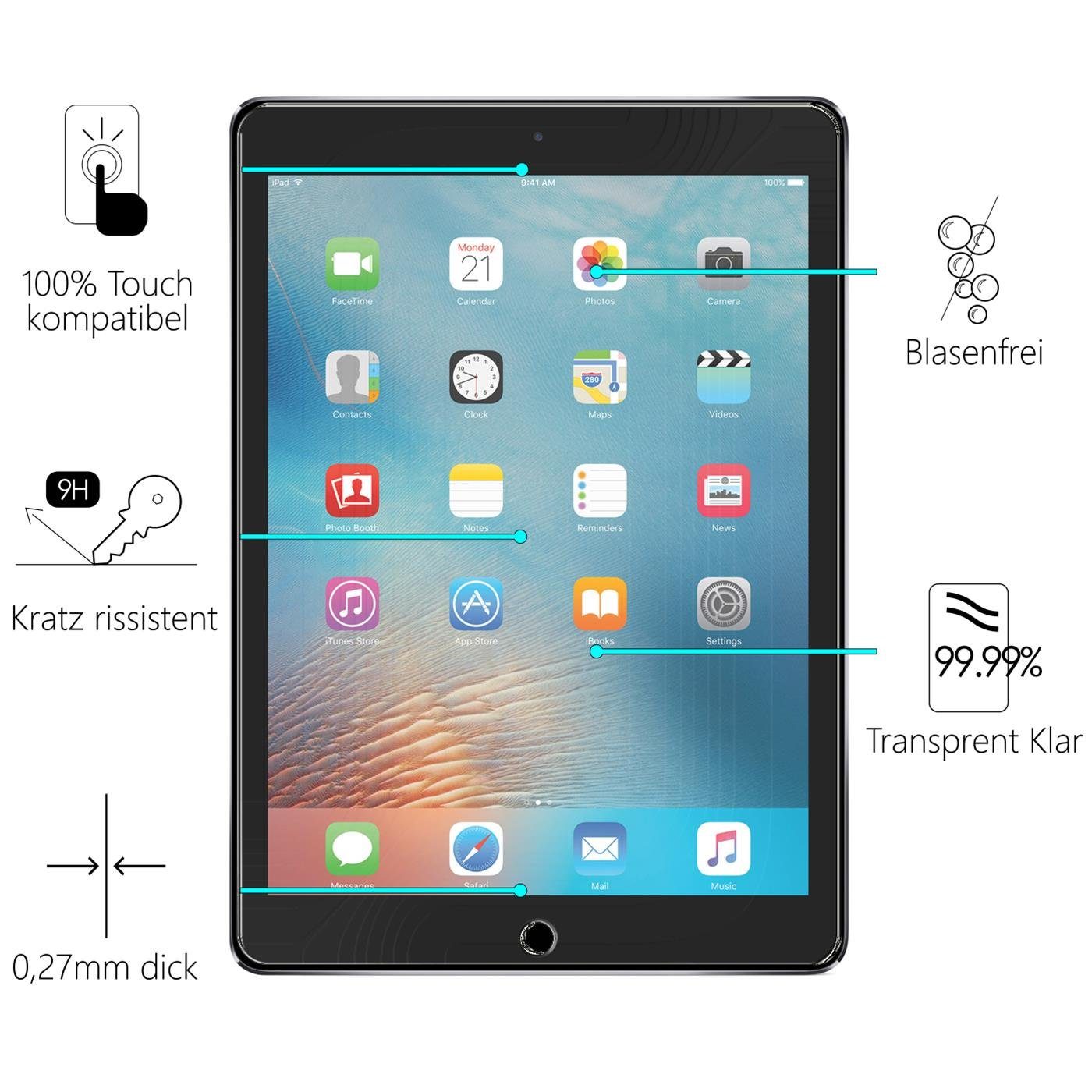CoolGadget Schutzfolie Panzerfolie für iPad Pro 10.5, (9H+ Hartglas, Bubble Free), Panzerglas Schutzfolie für Apple iPad Pro 10.5 Folie