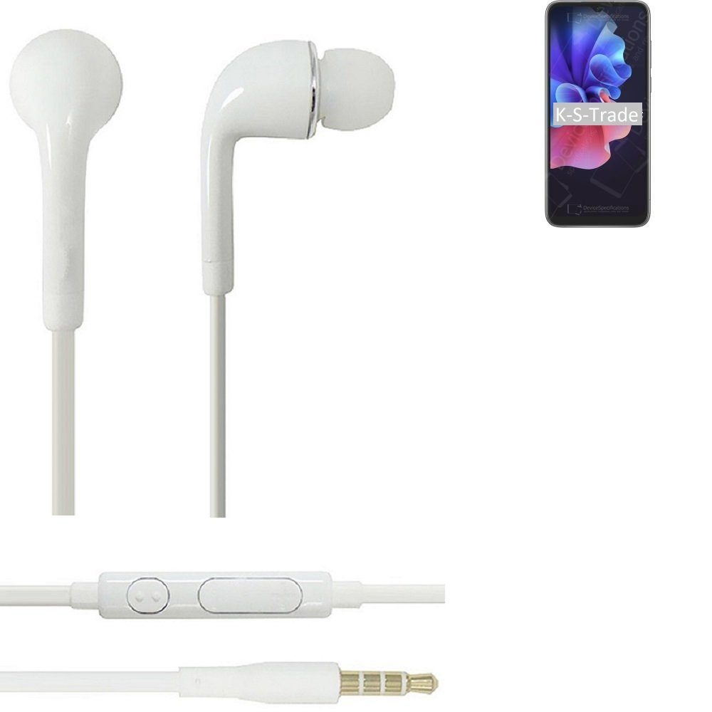 K-S-Trade für Blackview A55 Pro In-Ear-Kopfhörer (Kopfhörer Headset mit Mikrofon u Lautstärkeregler weiß 3,5mm)