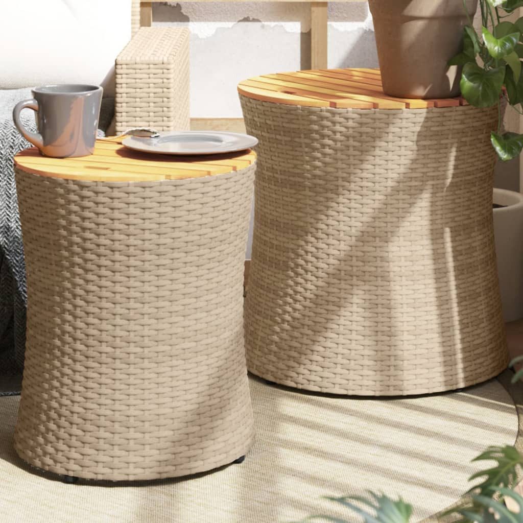 vidaXL Gartentisch GartenBeistelltische 2 Stk. mit Holzplatte Beige