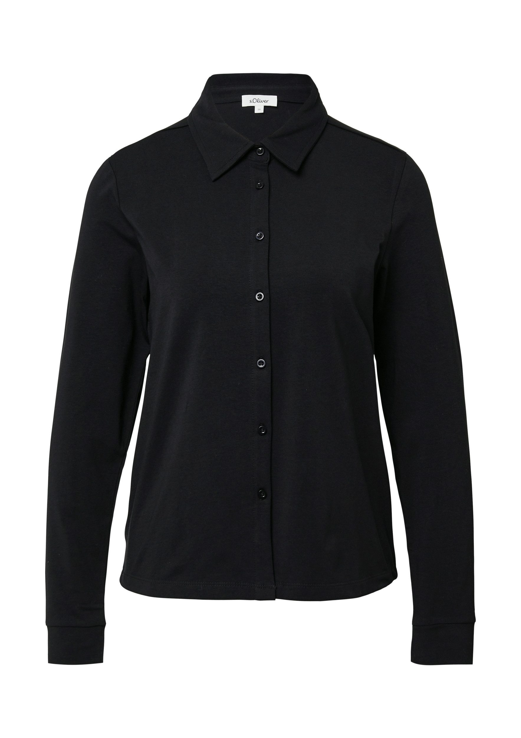 s.Oliver Hemdbluse – elastische Jerseybluse mit Knopfleiste günstig online kaufen