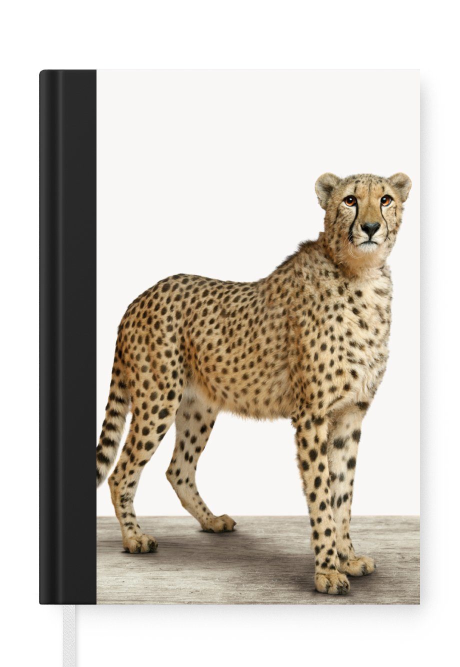 MuchoWow Notizbuch Leopard - Tiere - Weißer Hintergrund - Kinder - Jungen - Mädchen, Journal, Merkzettel, Tagebuch, Notizheft, A5, 98 Seiten, Haushaltsbuch