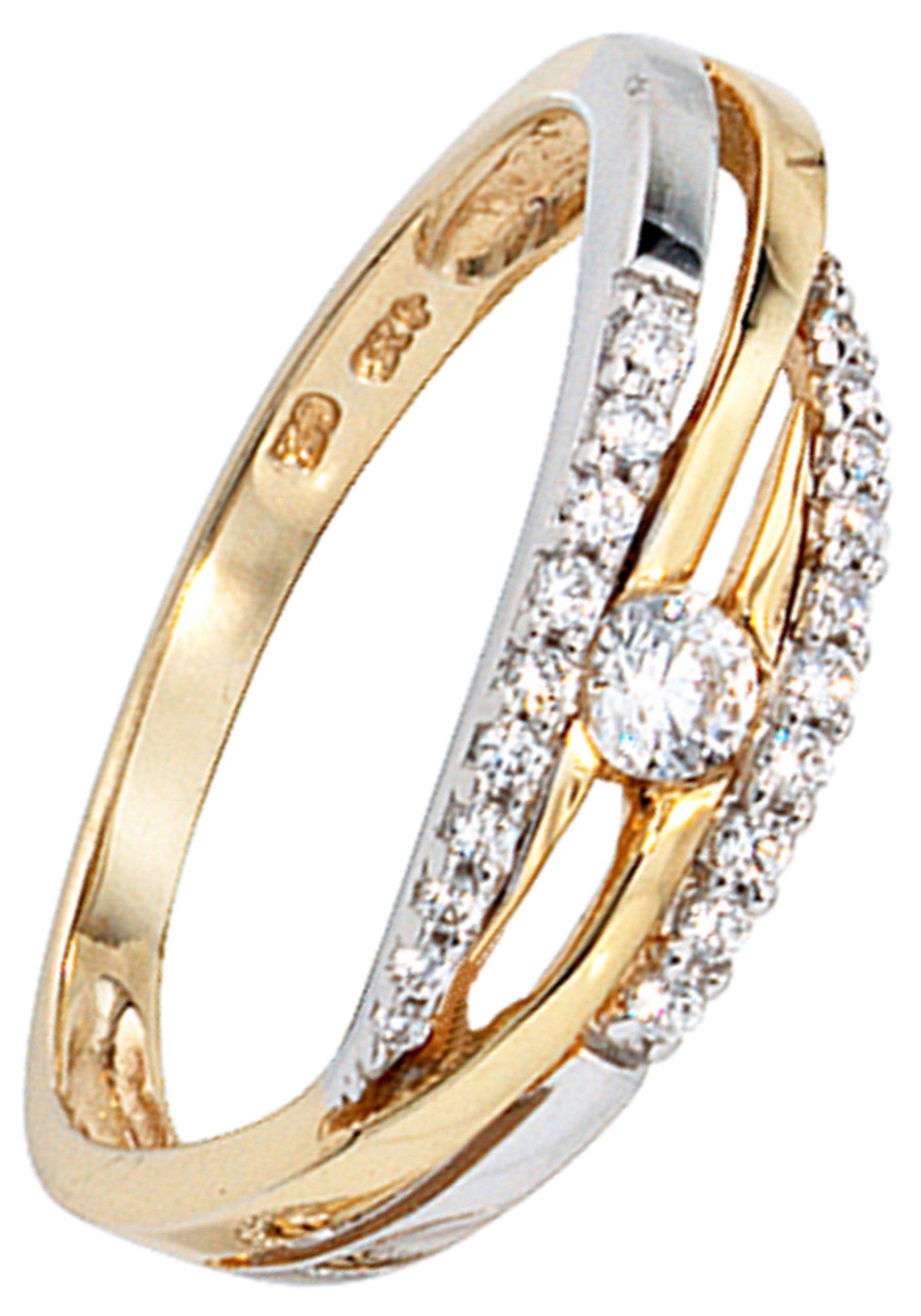 Goldring Ring mit 21 Zirkonia