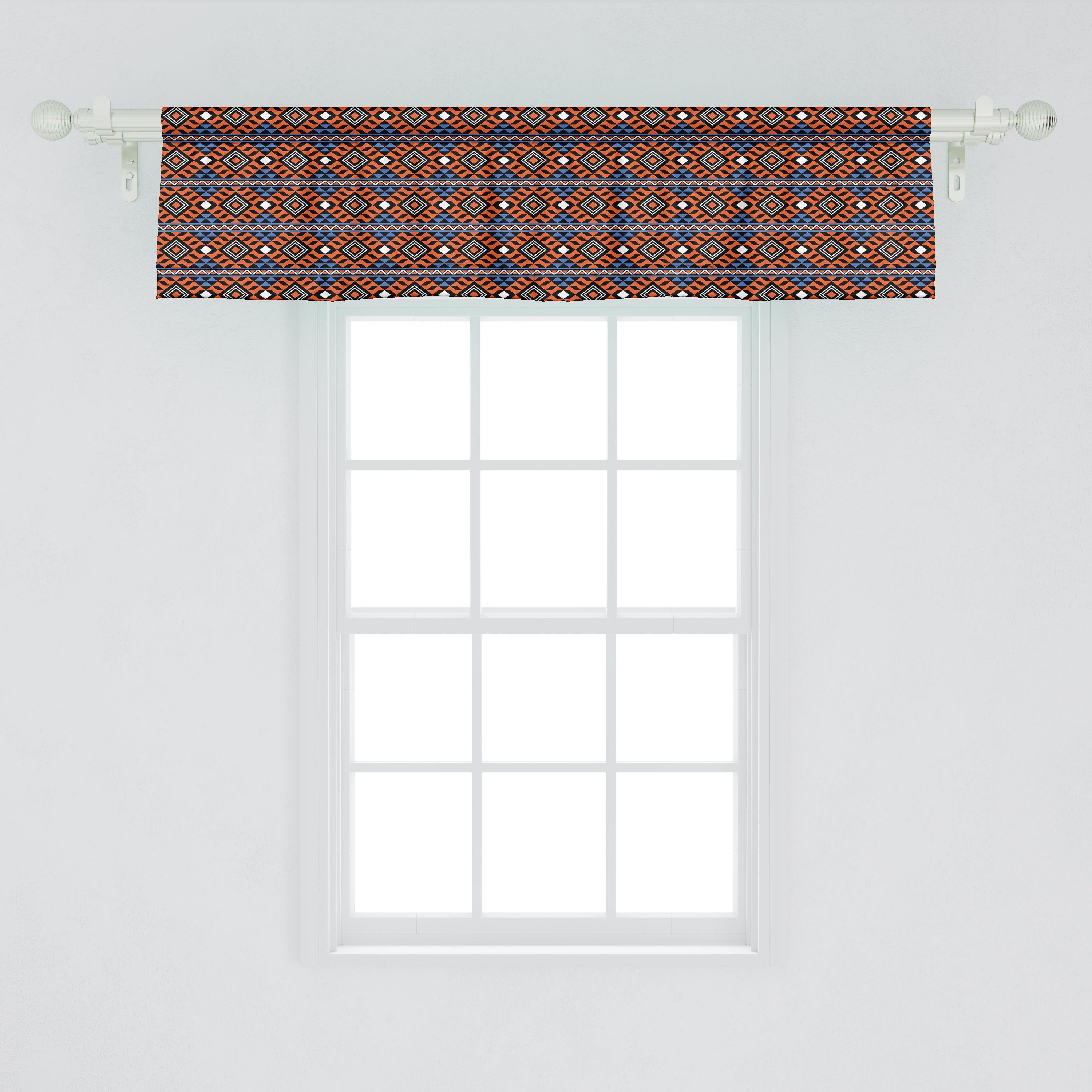 Abakuhaus, Dekor Microfaser, Küche Scheibengardine mit Stangentasche, Tribal für Volant Motive Abstrakt Vorhang Geometrische Schlafzimmer